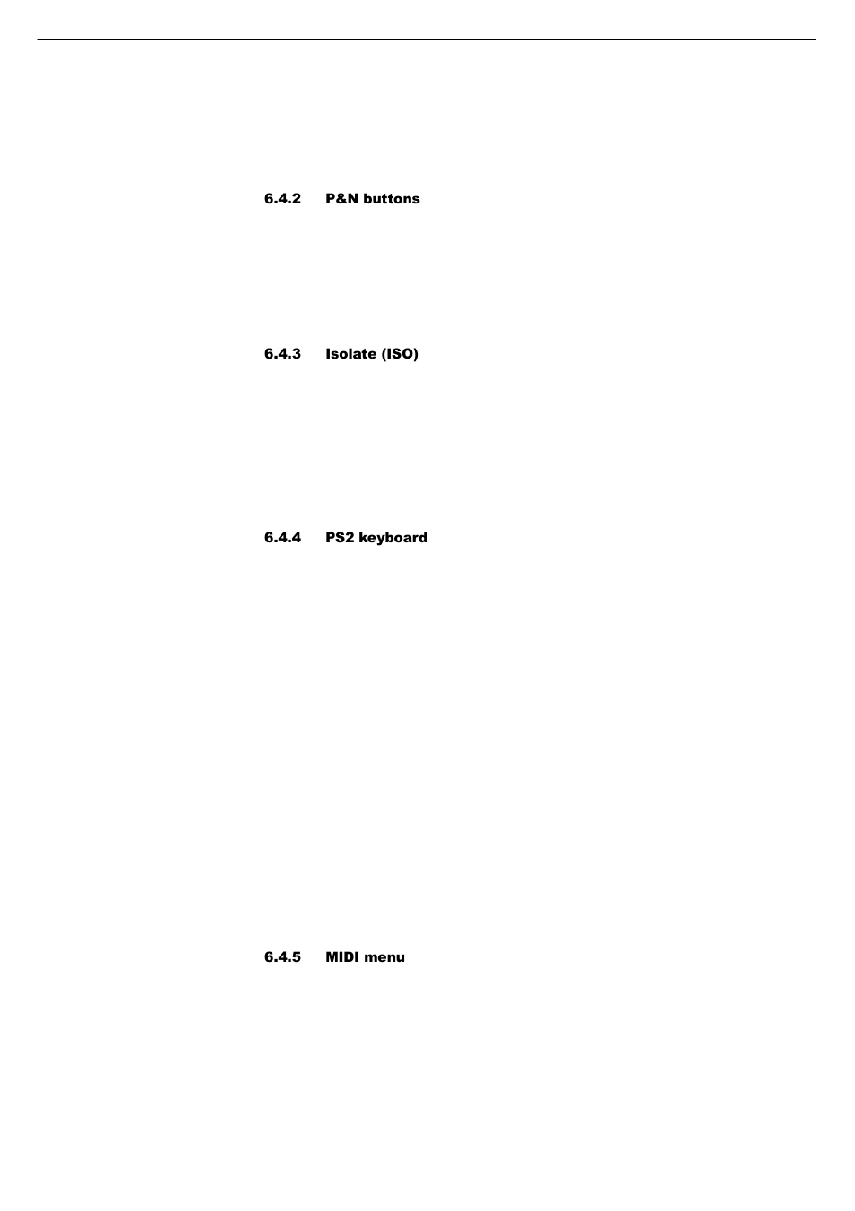 2 p&n buttons, 3 isolate (iso), 4 ps2 keyboard | 5 midi menu | Cadac R-Type User Manual | Page 47 / 139