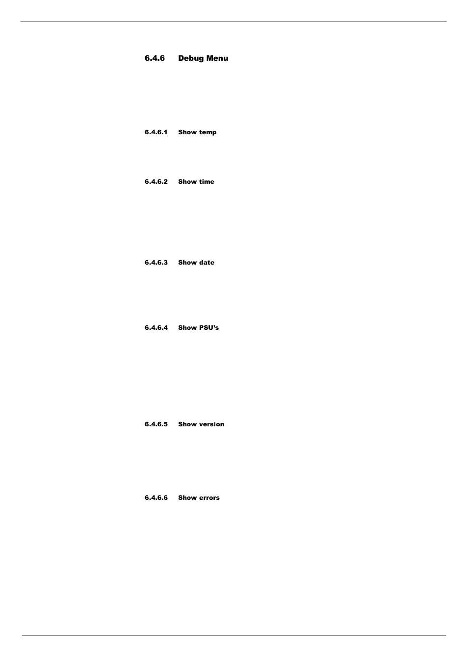 6 debug menu | Cadac R-Type User Manual | Page 49 / 139