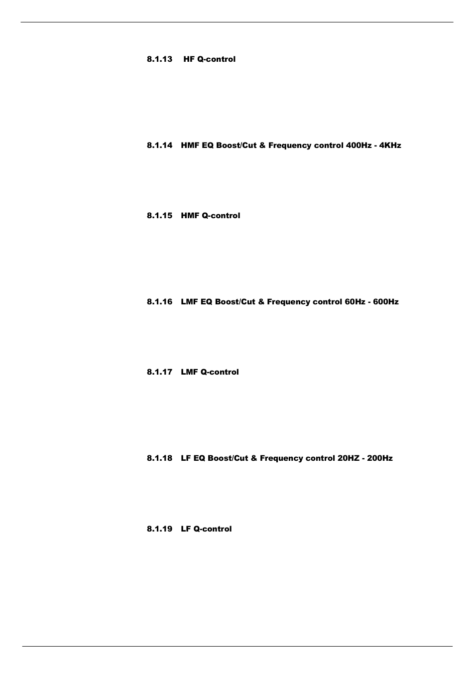 13 hf q-control, 15 hmf q-control, 17 lmf q-control | 19 lf q-control | Cadac R-Type User Manual | Page 71 / 139