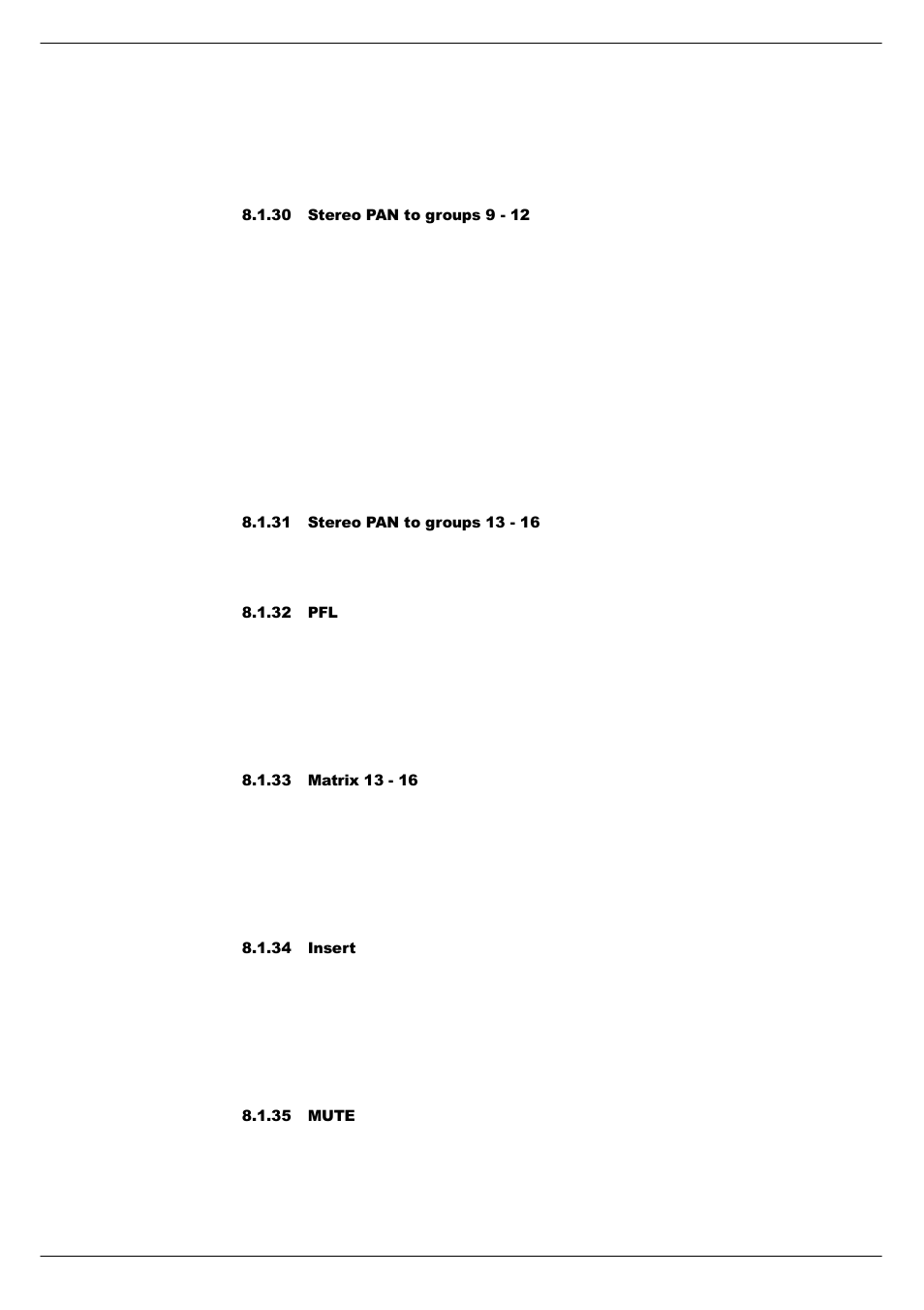 30 stereo pan to groups 9 - 12, 31 stereo pan to groups 13 - 16, 32 pfl | 33 matrix 13 - 16, 34 insert, 35 mute | Cadac R-Type User Manual | Page 74 / 139