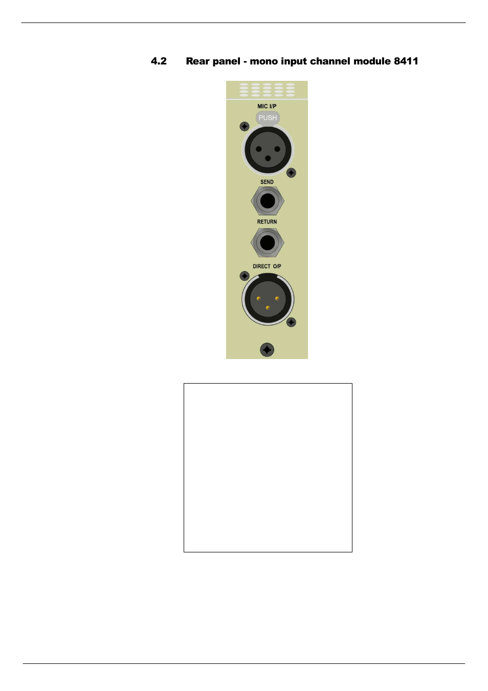 2 rear panel - mono input channel module 8411, Rear panel - mono input channel module 8411 -9 | Cadac S-Type User Manual | Page 27 / 74