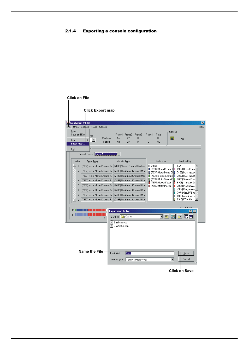4 exporting a console configuration, Exporting a console configuration -6 | Cadac SAM User Manual | Page 18 / 96