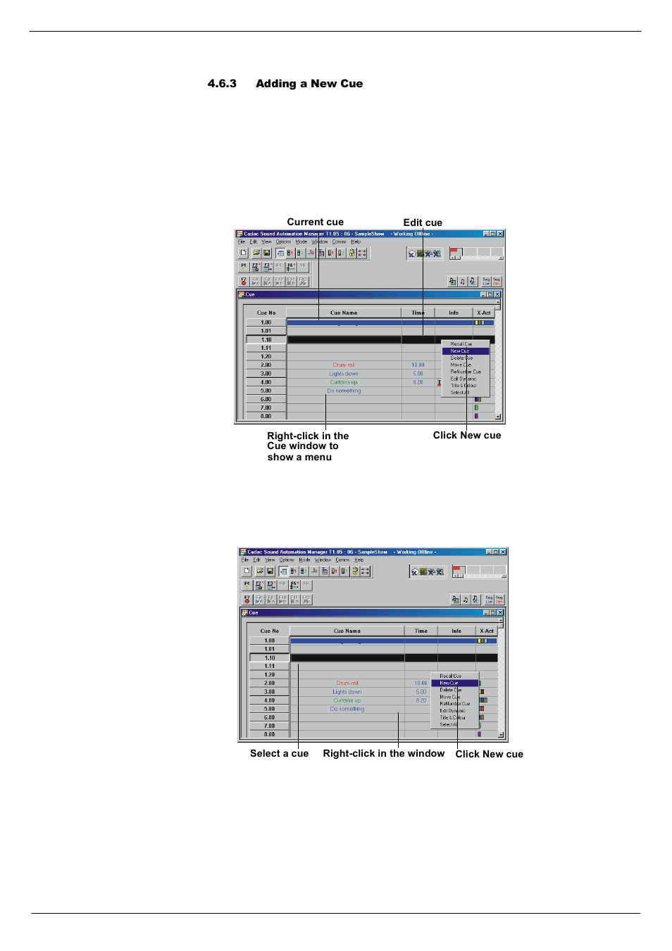 3 adding a new cue, Adding a new cue -7 | Cadac SAM User Manual | Page 33 / 96
