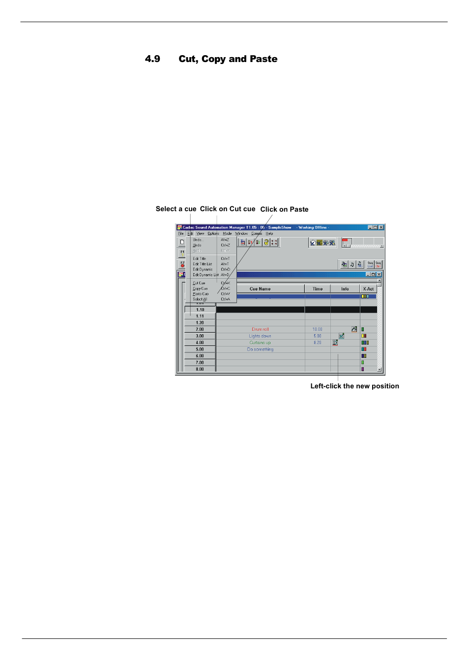9 cut, copy and paste, Cut, copy and paste -13, 2midi sequence attachment dialog box -10 | 71< &xw/#&rs\#dqg#3dvwh | Cadac SAM User Manual | Page 39 / 96