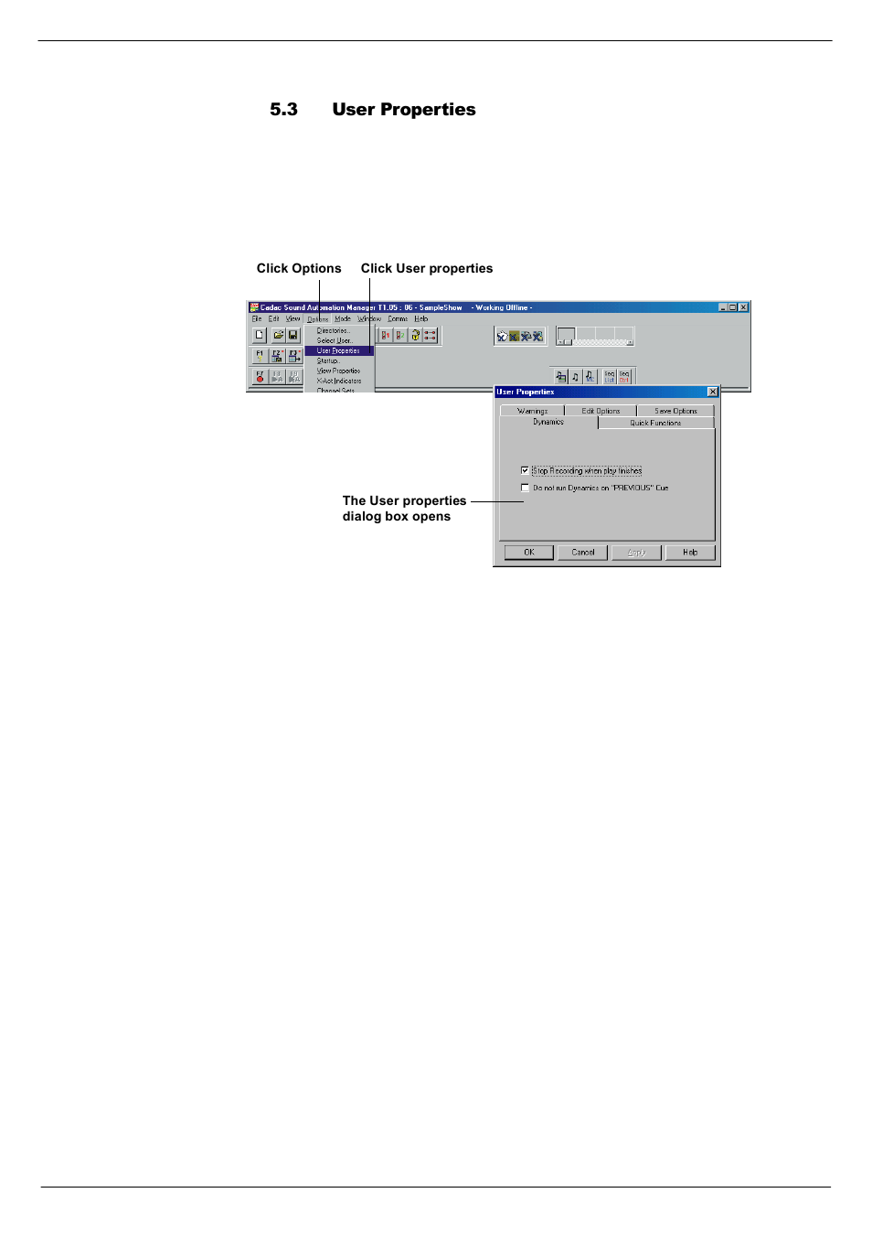 3 user properties, User properties -3 | Cadac SAM User Manual | Page 43 / 96