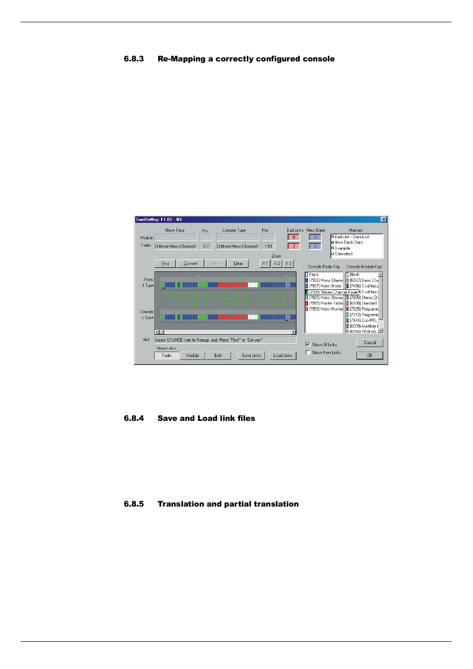 3 re-mapping a correctly configured console, 4 save and load link files, 5 translation and partial translation | Save and load link files -8, Translation and partial translation -8 | Cadac SAM User Manual | Page 56 / 96