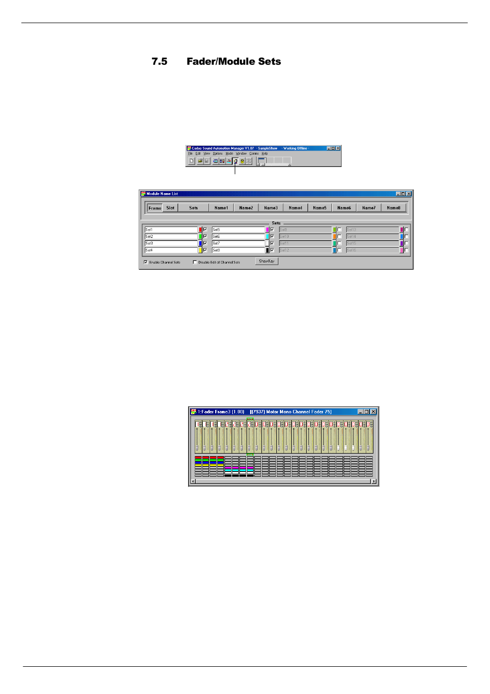 5 fader/module sets, Fader/module sets -7 | Cadac SAM User Manual | Page 65 / 96