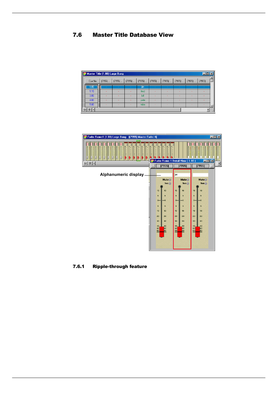 6 master title database view, 1 ripple-through feature, Master title database view -8 7.6.1 | Ripple-through feature -8 | Cadac SAM User Manual | Page 66 / 96