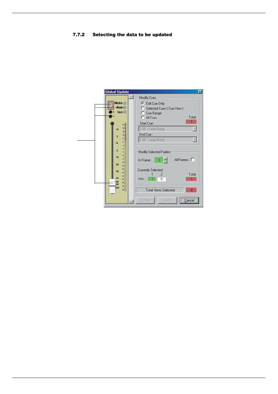 2 selecting the data to be updated, Selecting the data to be updated -10 | Cadac SAM User Manual | Page 68 / 96