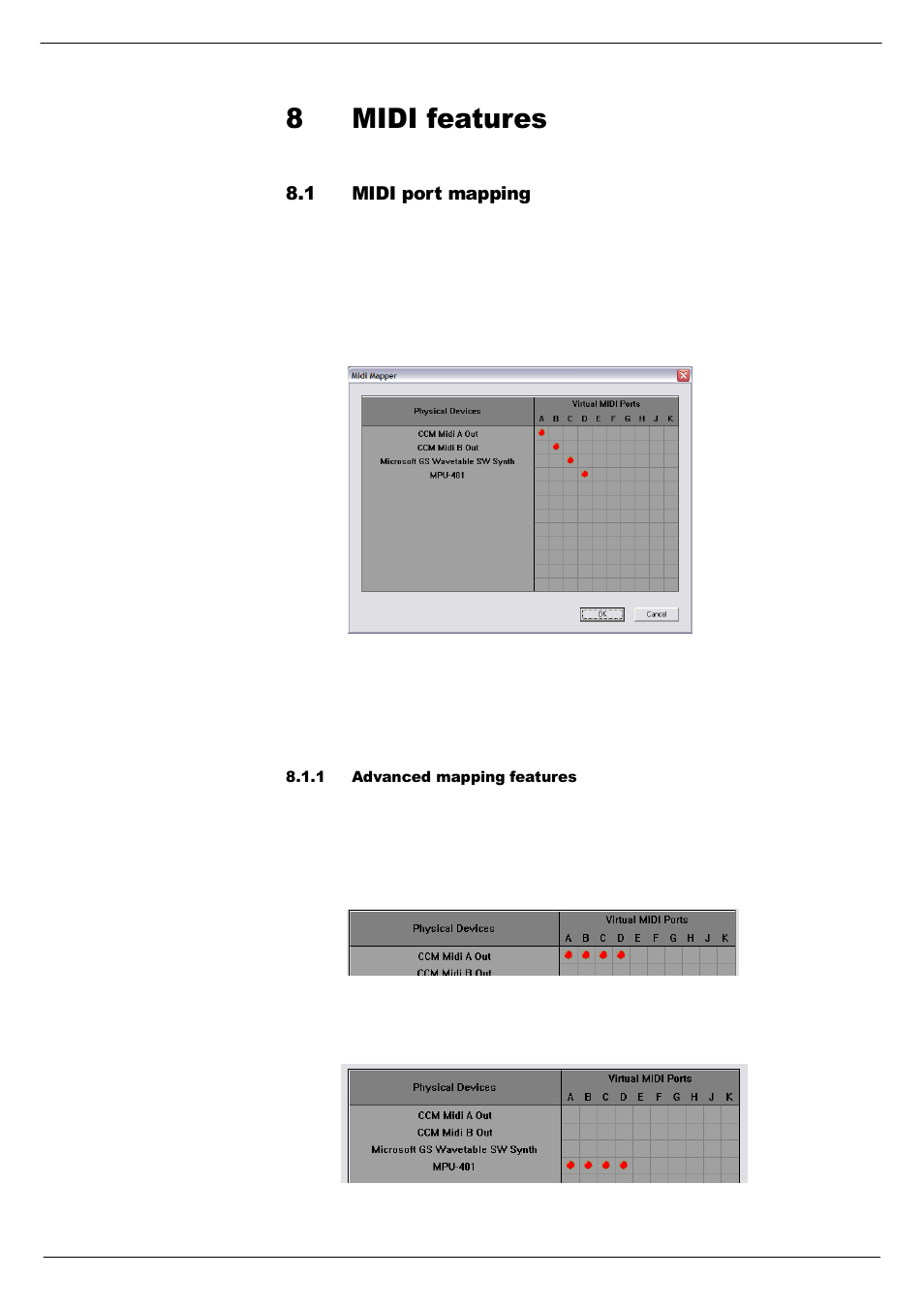 8 midi features, 1 midi port mapping, 1 advanced mapping features | Midi features, 0,',#ihdwxuhv, 14 0,',#sruw#pdsslqj | Cadac SAM User Manual | Page 71 / 96