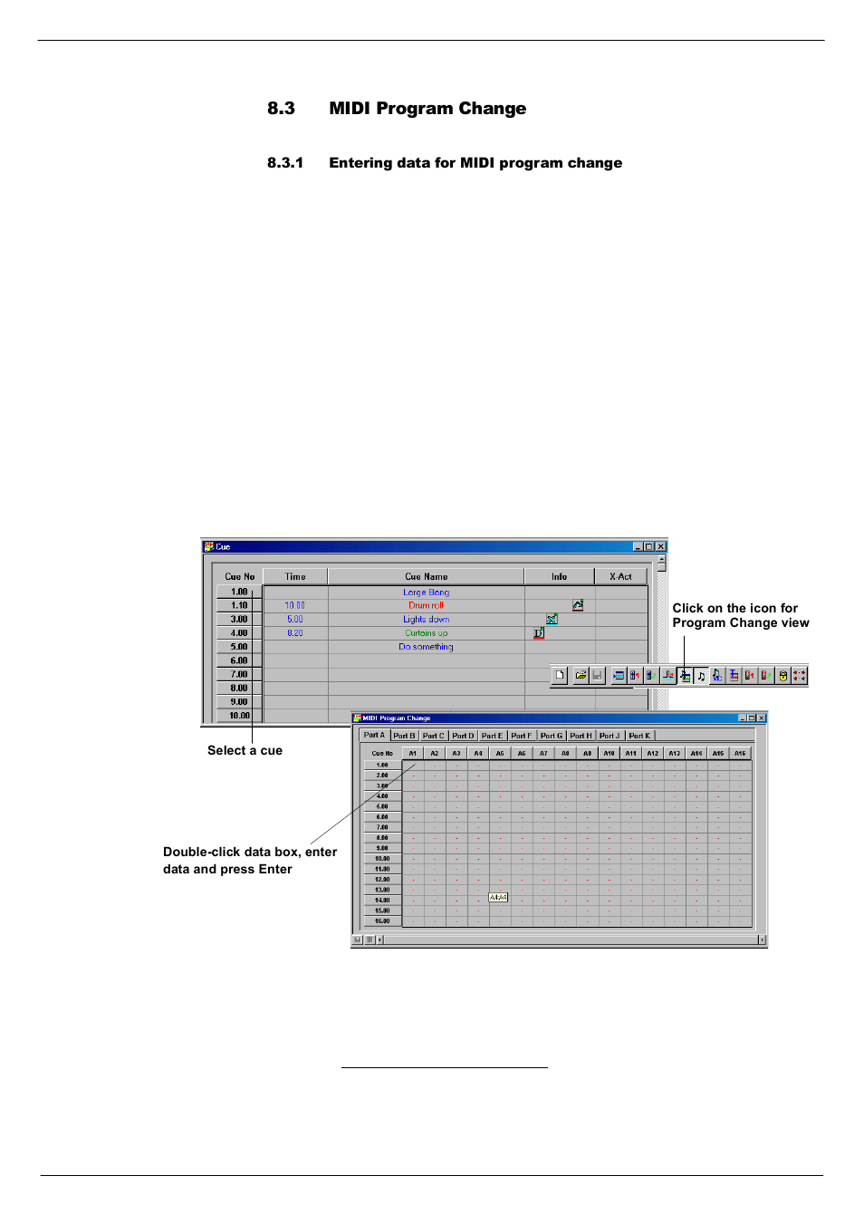 3 midi program change, 1 entering data for midi program change, 16 0,',#3urjudp#&kdqjh | Cadac SAM User Manual | Page 75 / 96