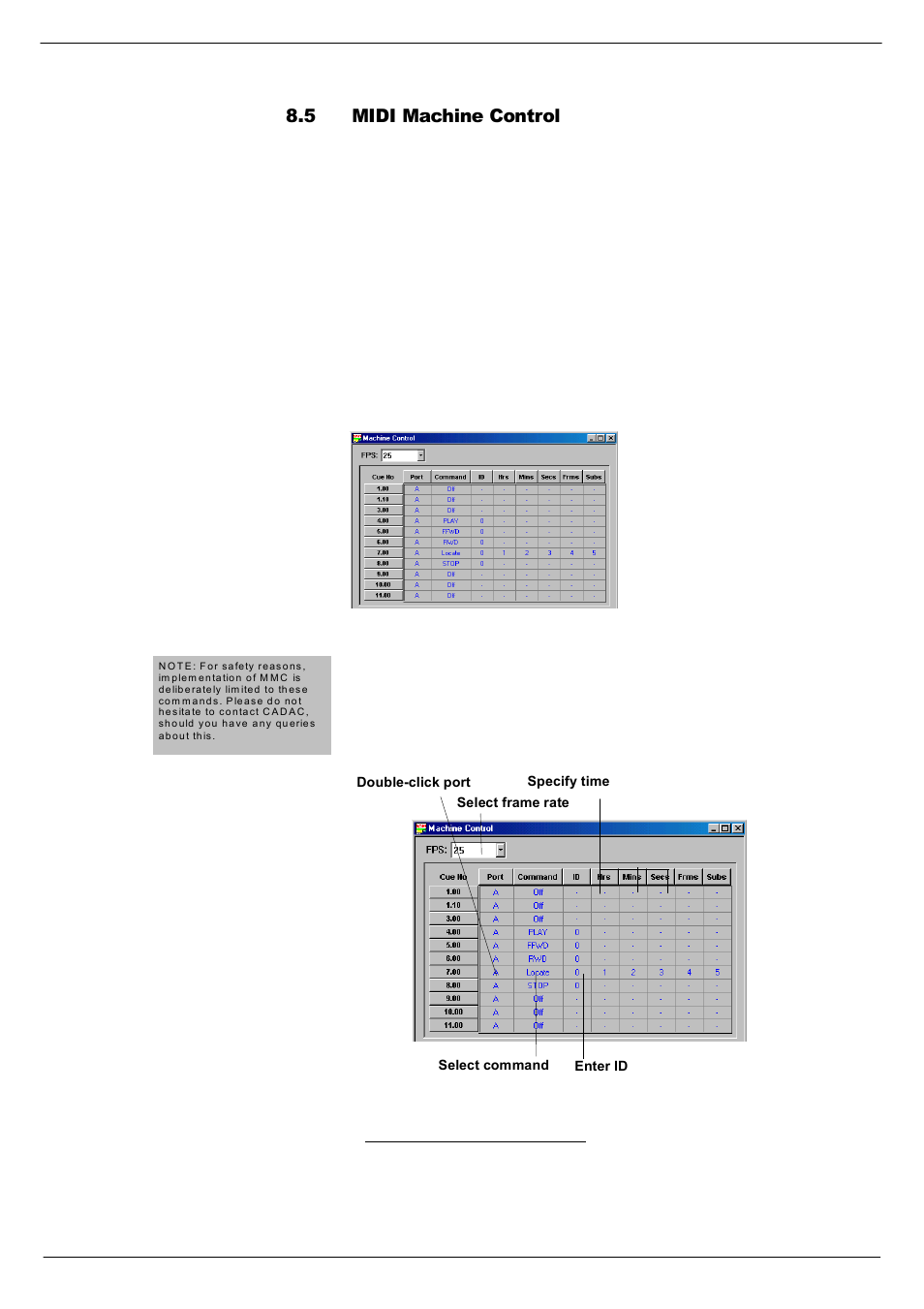5 midi machine control, Midi machine control -7, 18 0,',#0dfklqh#&rqwuro | Cadac SAM User Manual | Page 77 / 96