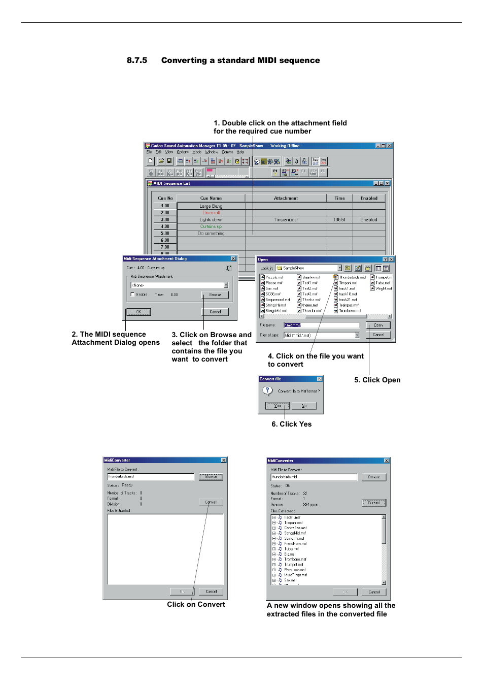 5 converting a standard midi sequence, Converting a standard midi sequence -12 | Cadac SAM User Manual | Page 82 / 96