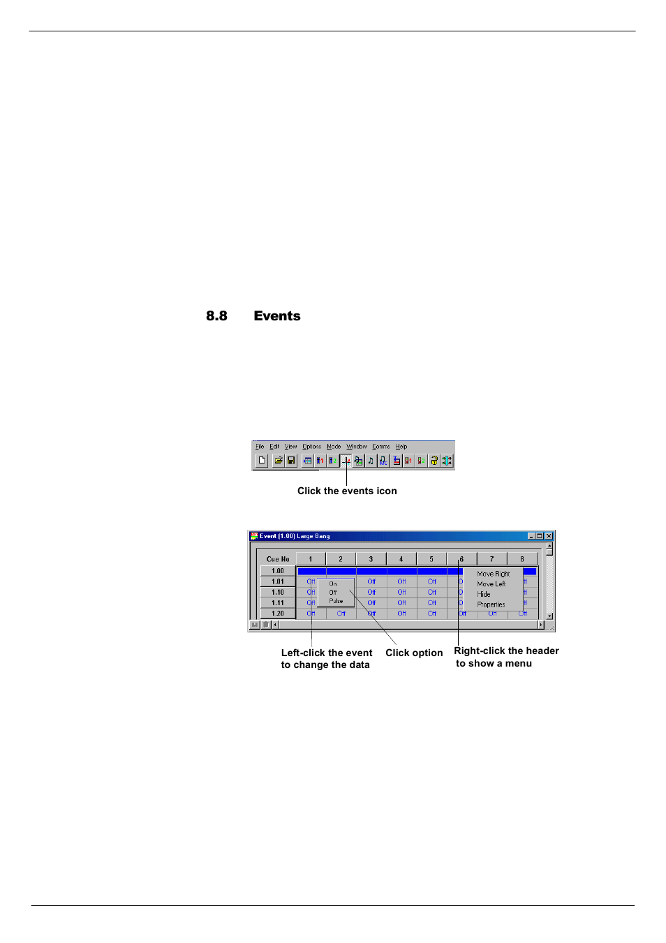 8 events, Events -13, 1; (yhqwv | Cadac SAM User Manual | Page 83 / 96