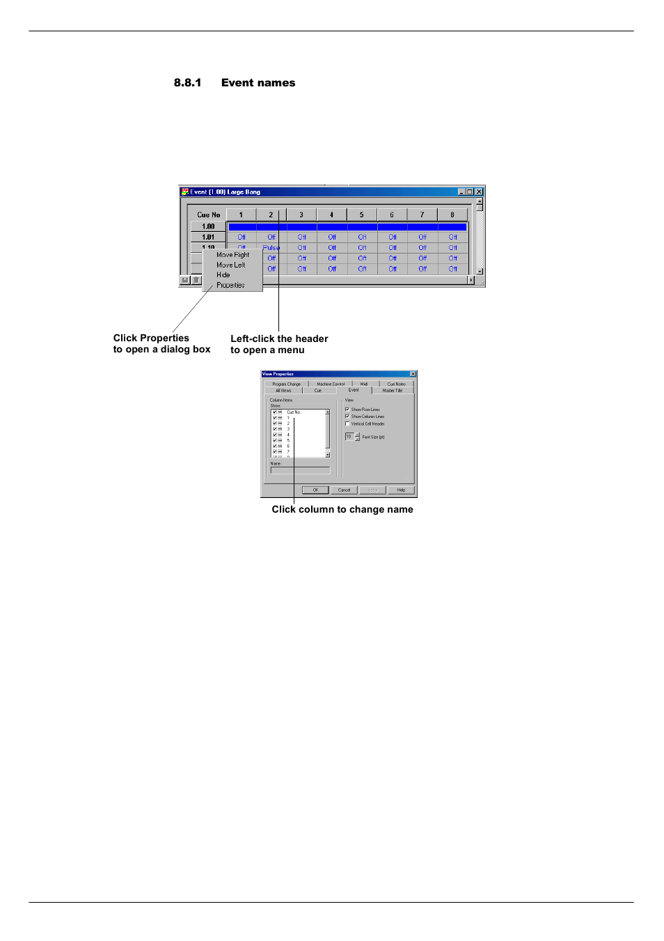 1 event names, Event names -14 | Cadac SAM User Manual | Page 84 / 96