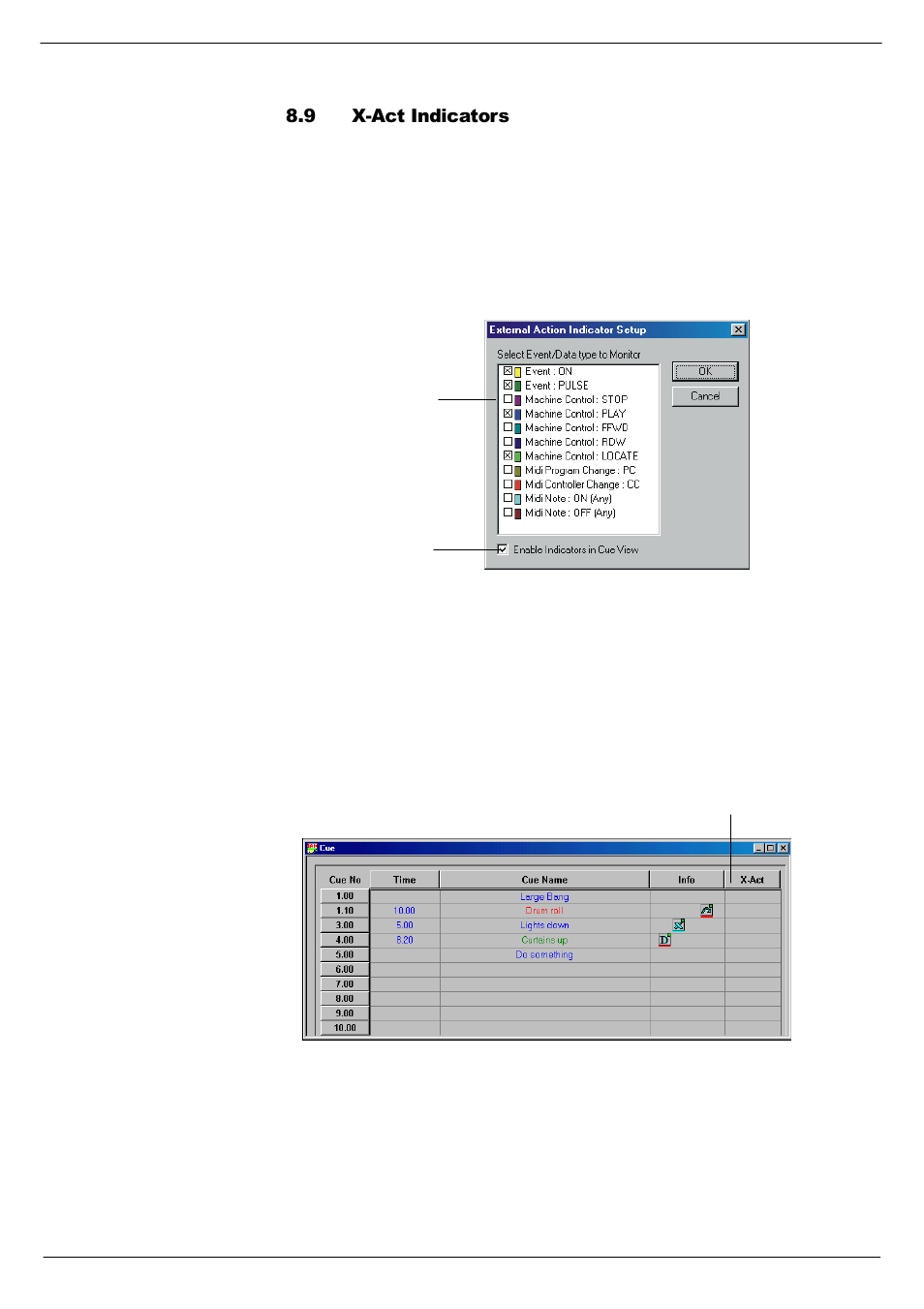 9 x-act indicators, X-act indicators -15, 1< ;0$fw#,qglfdwruv | Cadac SAM User Manual | Page 85 / 96