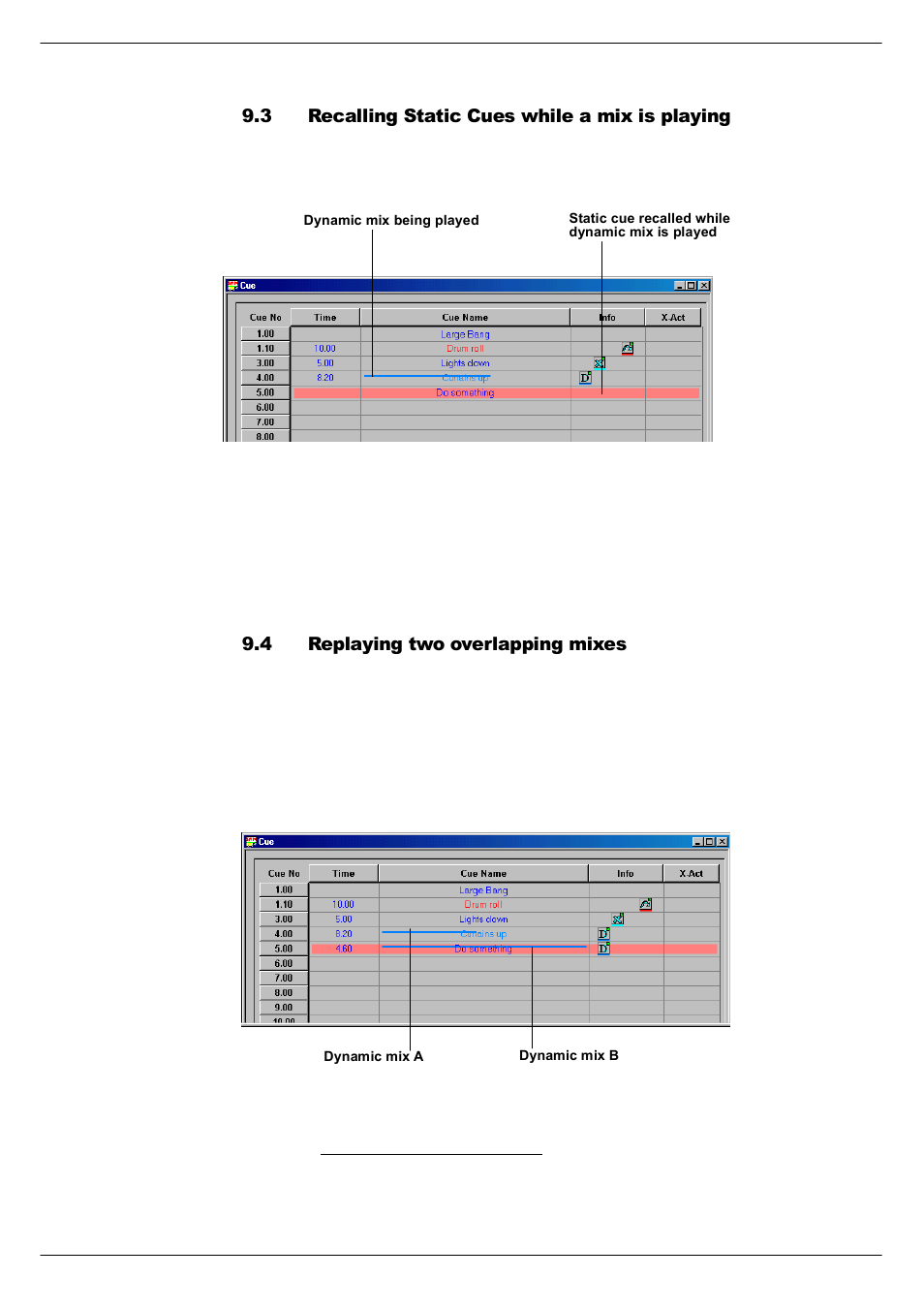 3 recalling static cues while a mixisplaying, 4 replaying two overlapping mixes, Recalling static cues while a mix is playing -4 | Replaying two overlapping mixes -4, 16 5hfdoolqj#6wdwlf#&xhv#zkloh#d#pl[ lv sod\lqj, 17 5hsod\lqj#wzr#ryhuodsslqj#pl[hv | Cadac SAM User Manual | Page 90 / 96