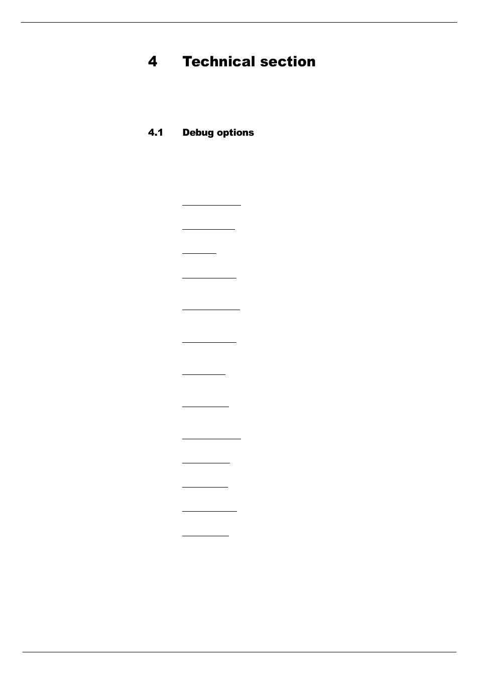 4 technical section, 1 debug options, Debug options -1 | 77hfkqlfdo#vhfwlrq, 714 'hexj#rswlrqv | Cadac Seance User Manual | Page 33 / 39