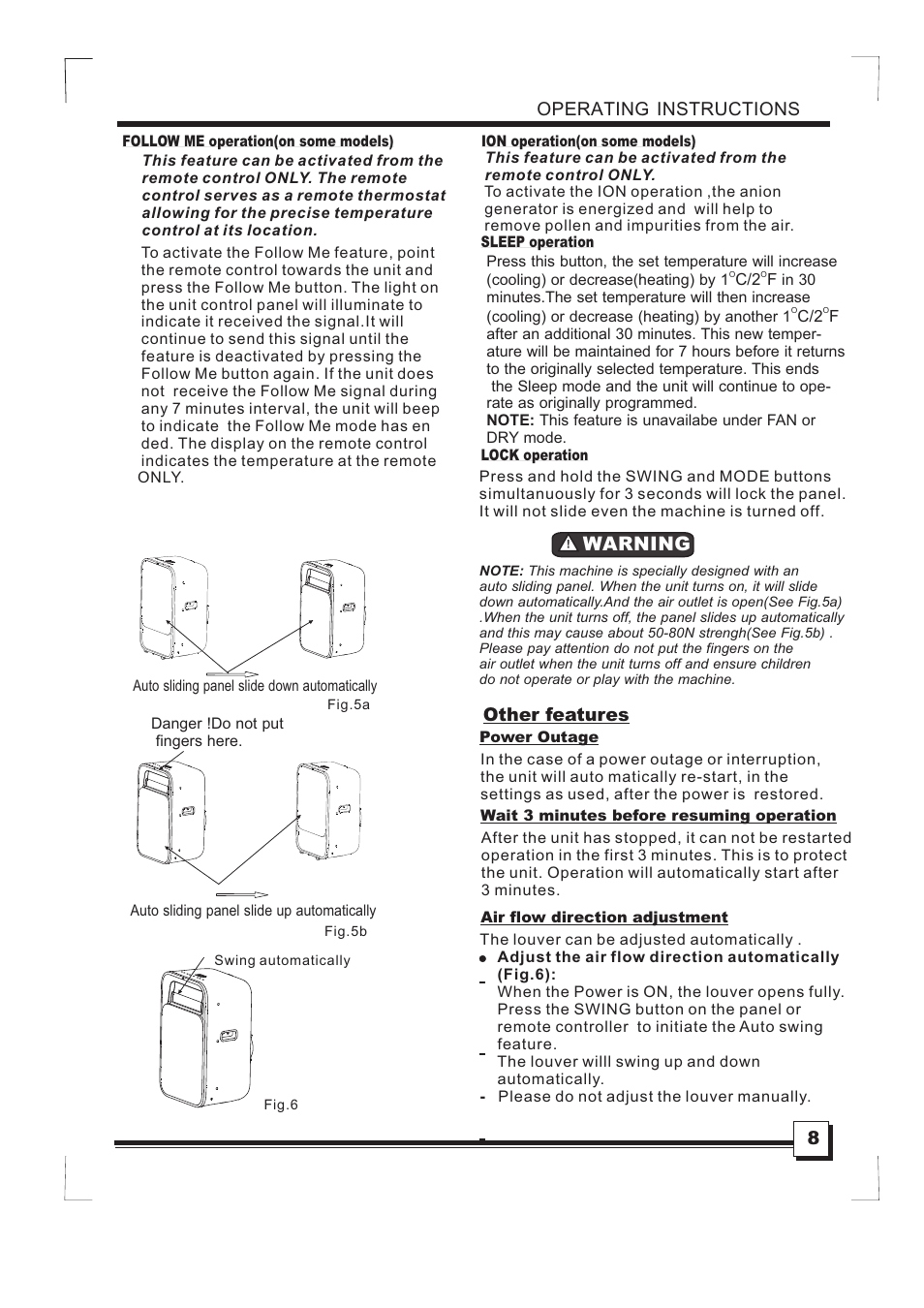 页 10, Warning, Operating instructions 8 | Other features | Campomatic AC12MP User Manual | Page 10 / 18