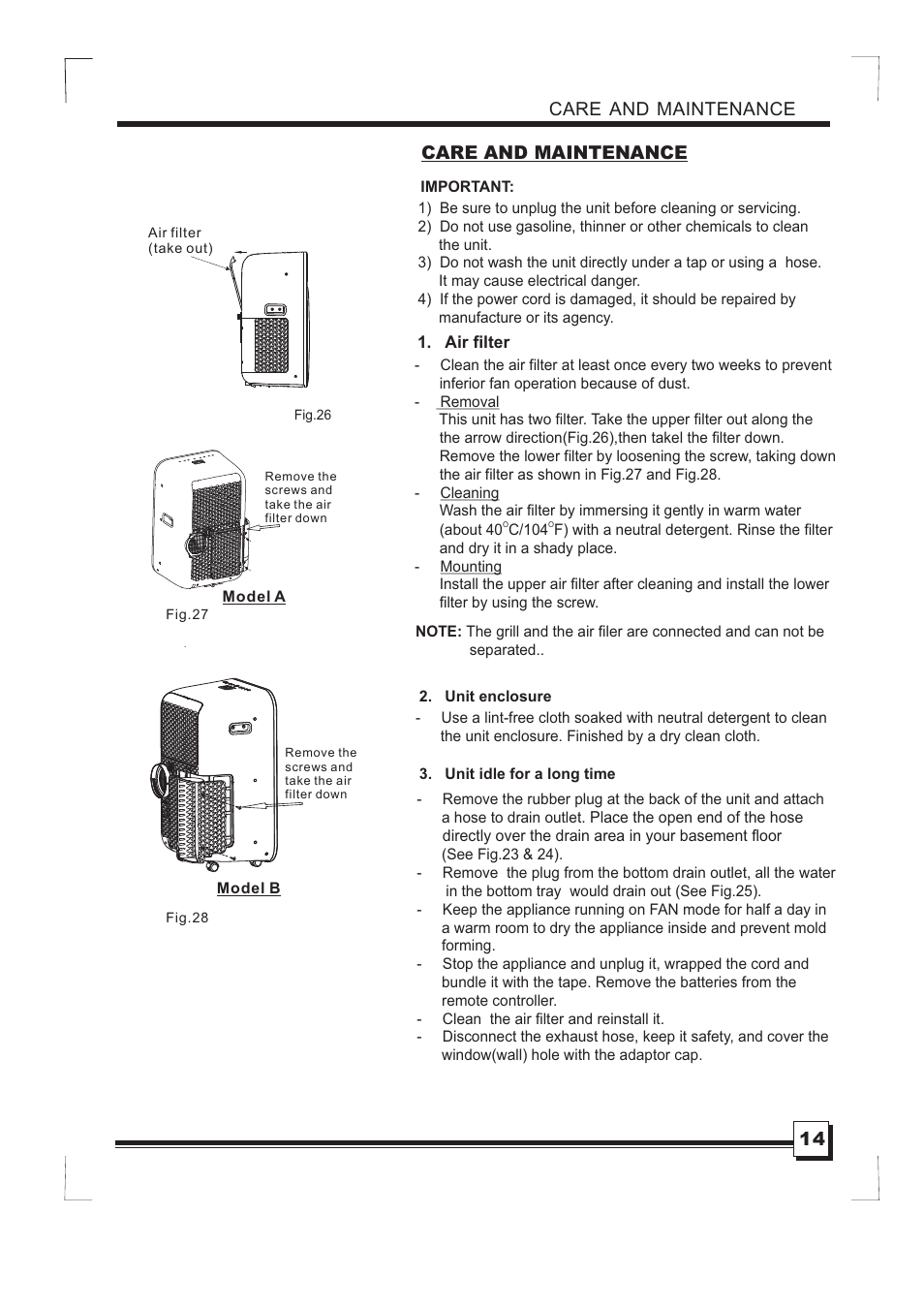 页 16, Care and maintenance | Campomatic AC12MP User Manual | Page 16 / 18