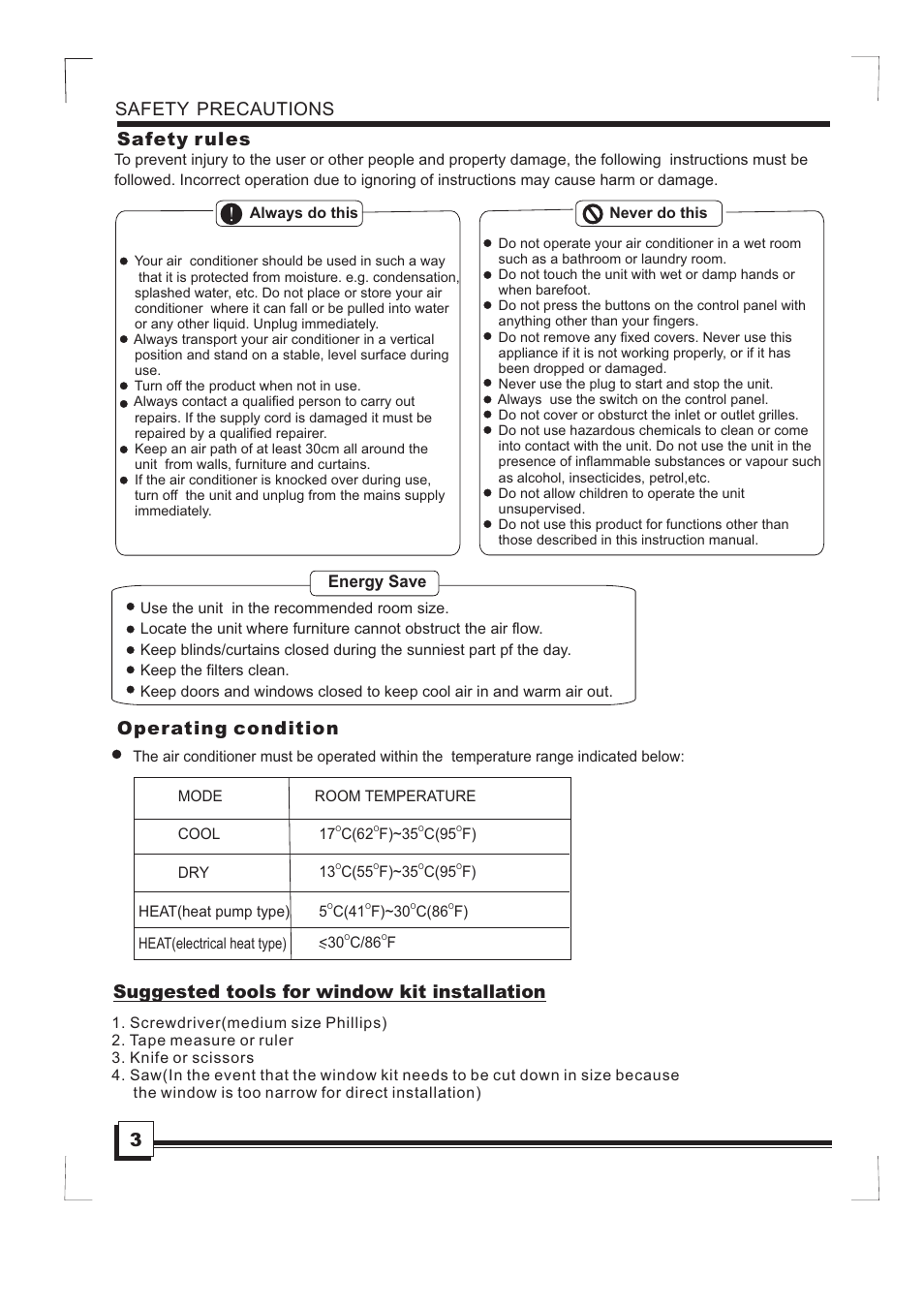 Safety precautions | Campomatic AC12MP User Manual | Page 5 / 18