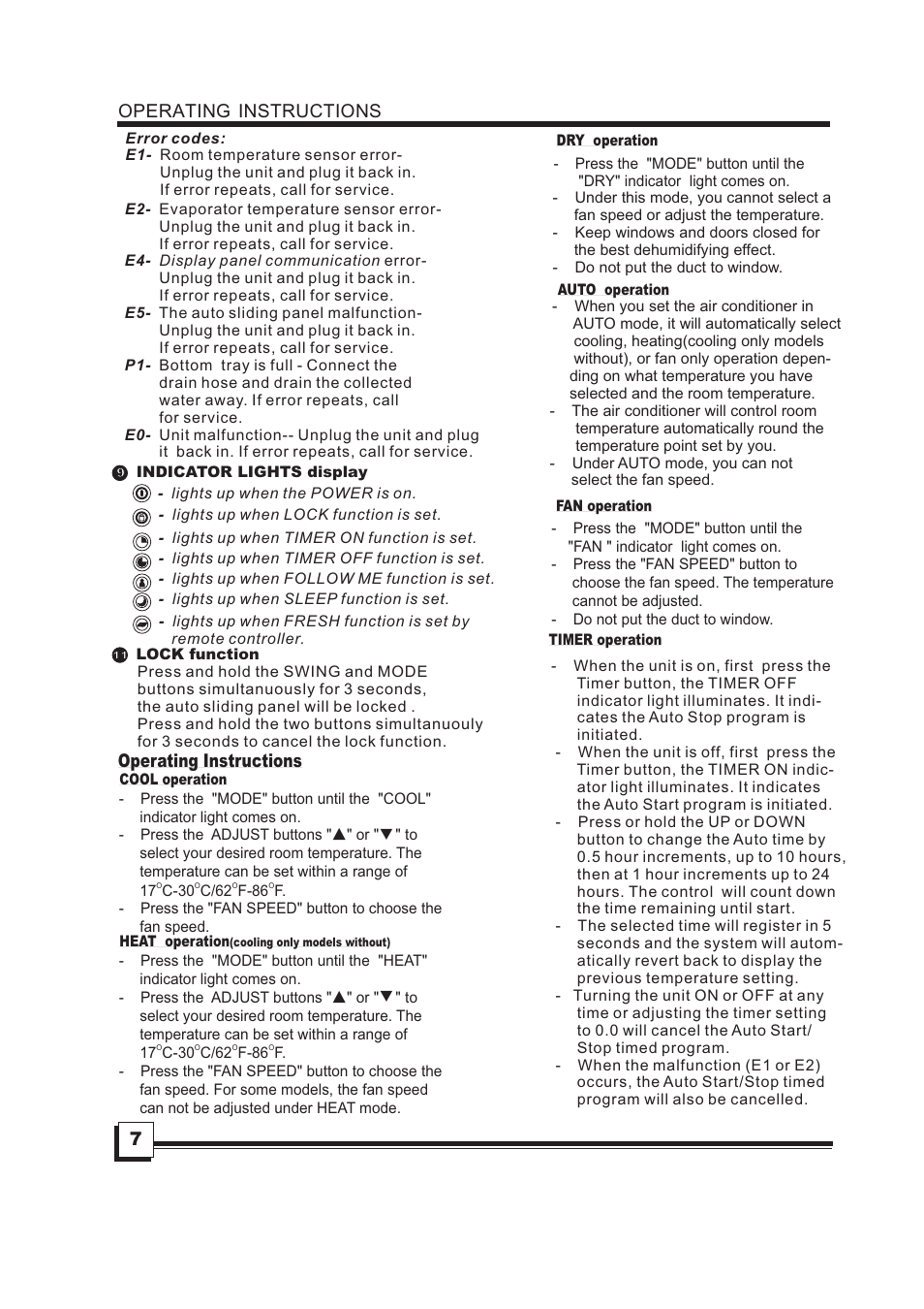 Operating instructions 7 operating instructions | Campomatic AC12MP User Manual | Page 9 / 18