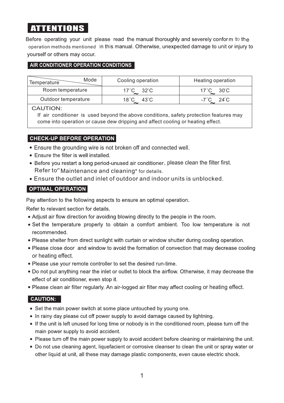 Attentions | Campomatic AC50MF User Manual | Page 3 / 13