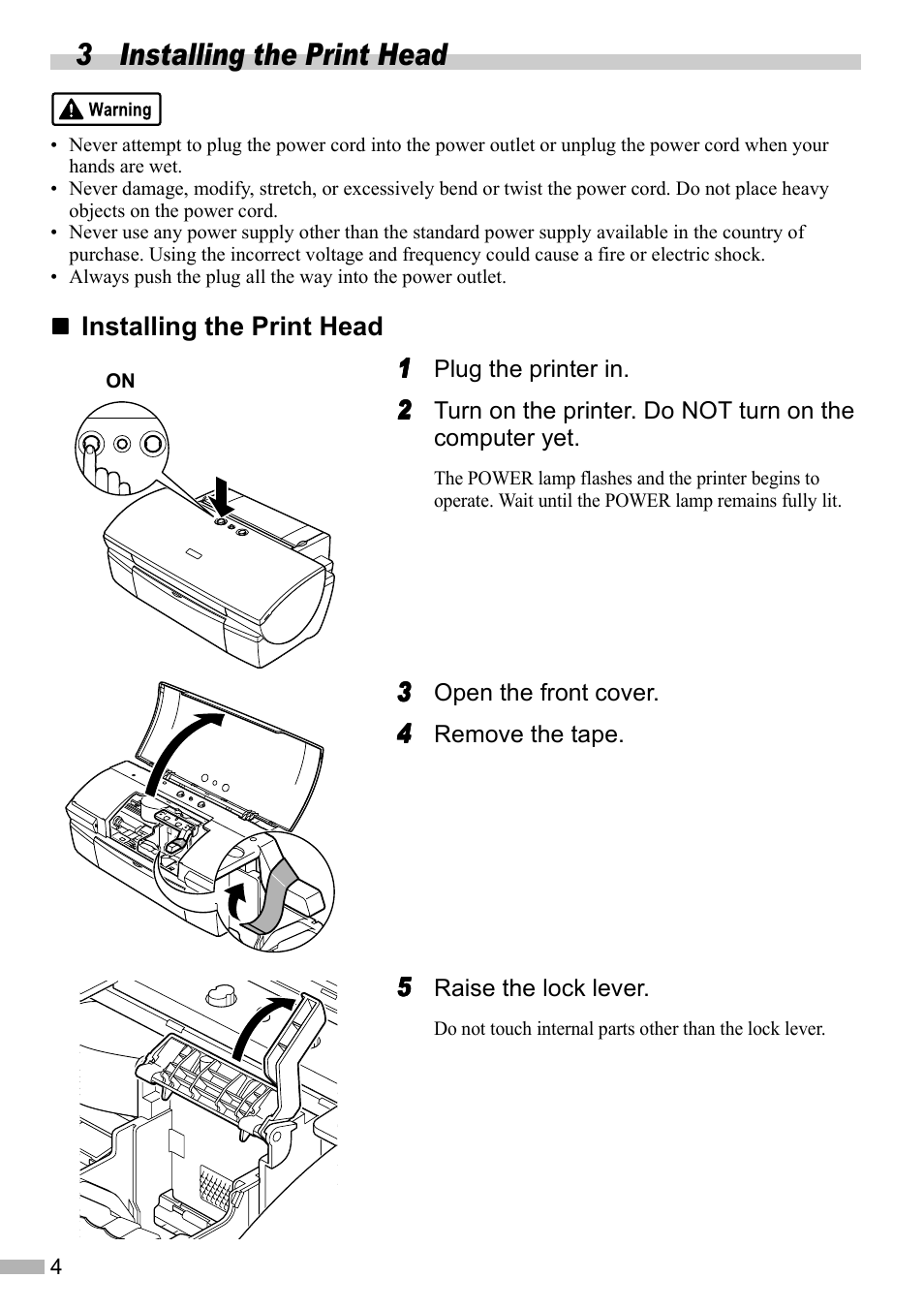 3 installing the print head | Canon i 550 User Manual | Page 6 / 26