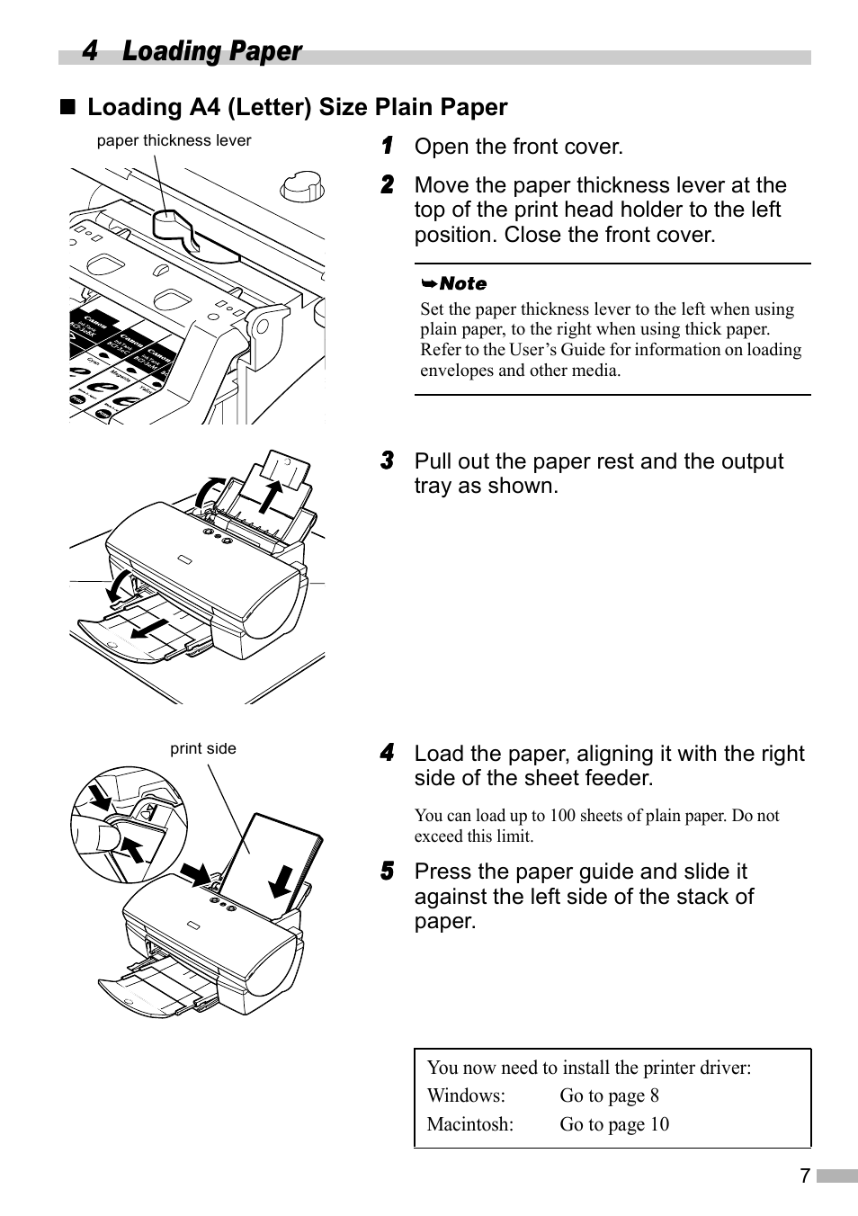 4 loading paper | Canon i 550 User Manual | Page 9 / 26