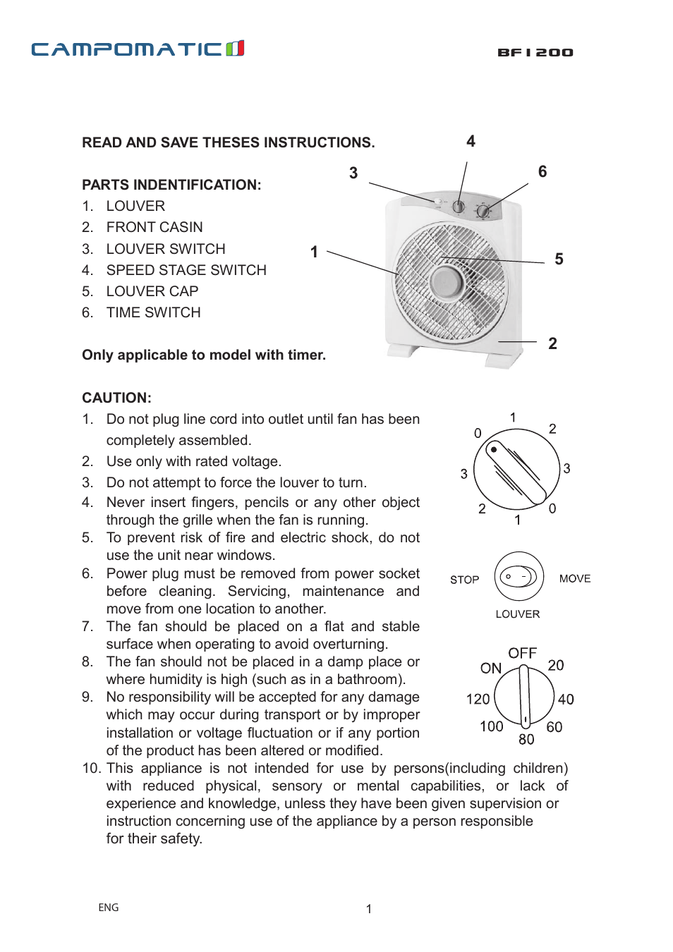 Bf1200 | Campomatic BF1200 User Manual | Page 2 / 6