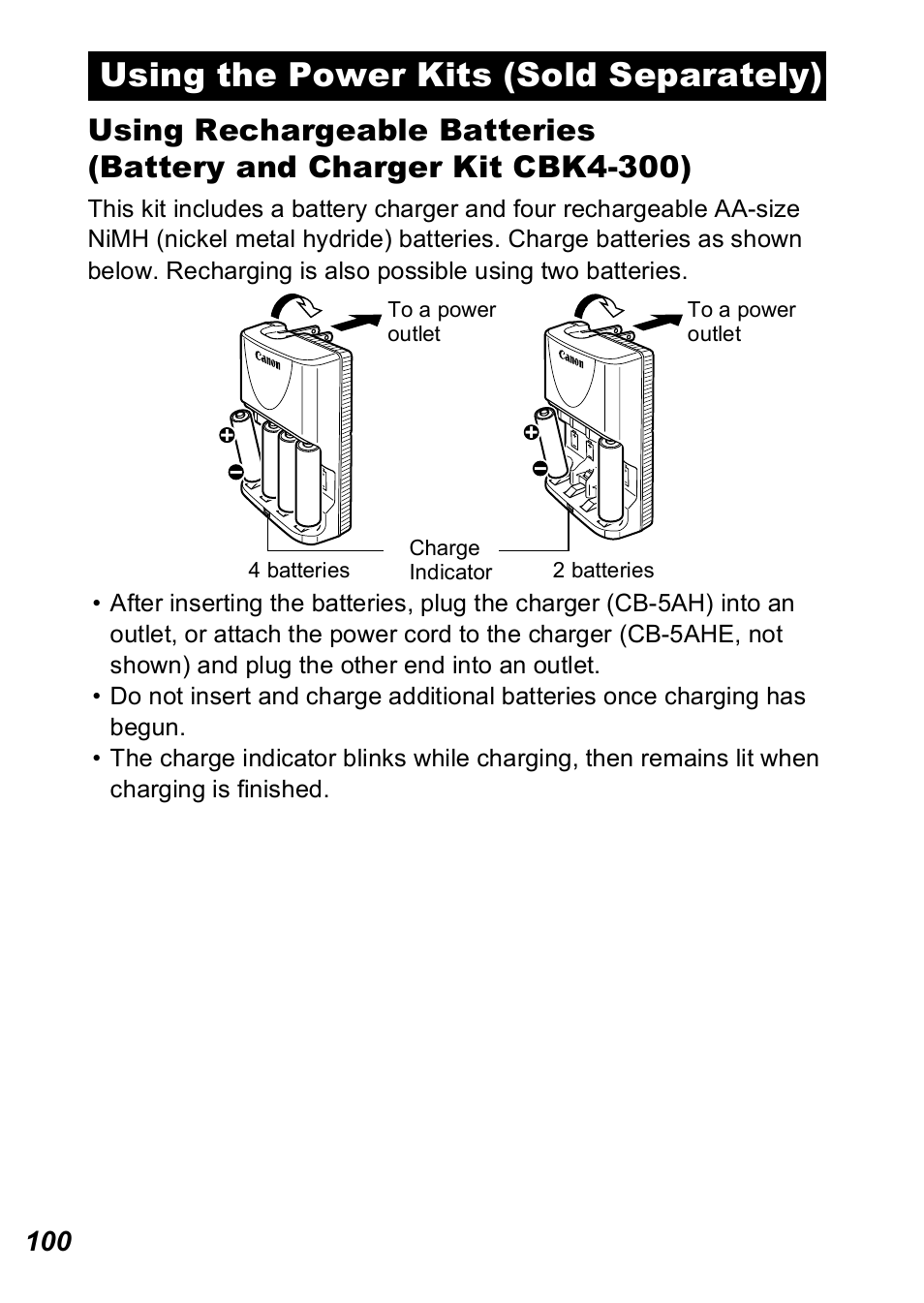 Using the power kits (sold separately) | Canon A560 User Manual | Page 102 / 127