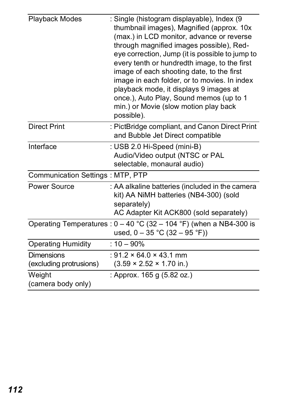 Canon A560 User Manual | Page 114 / 127