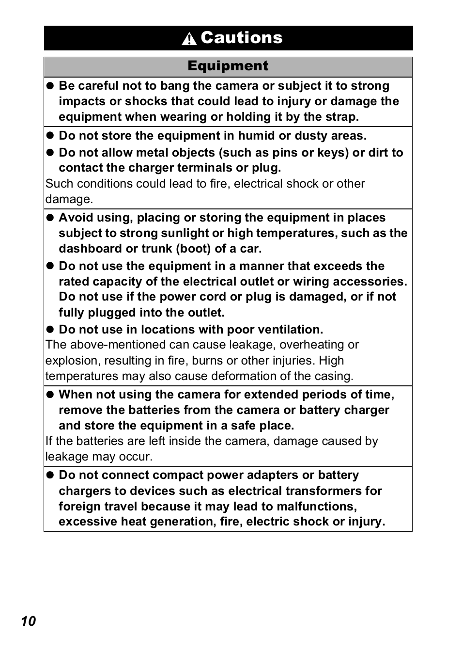 Cautions | Canon A560 User Manual | Page 12 / 127
