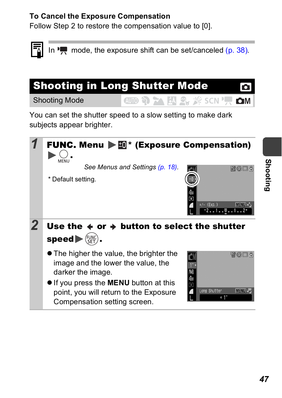 Shooting in long shutter mode, P. 47), P. 47 | Canon A560 User Manual | Page 49 / 127