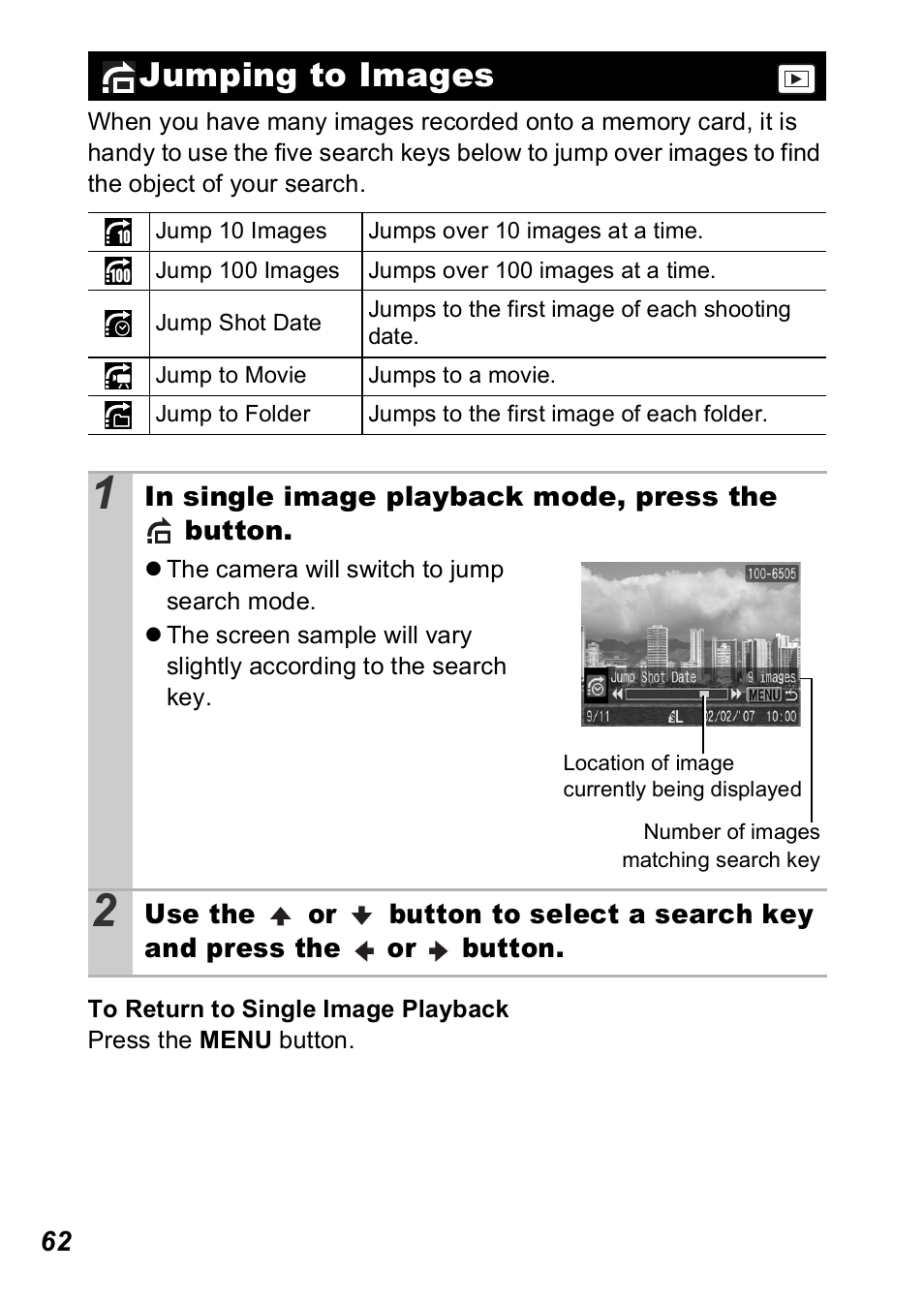 Jumping to images | Canon A560 User Manual | Page 64 / 127