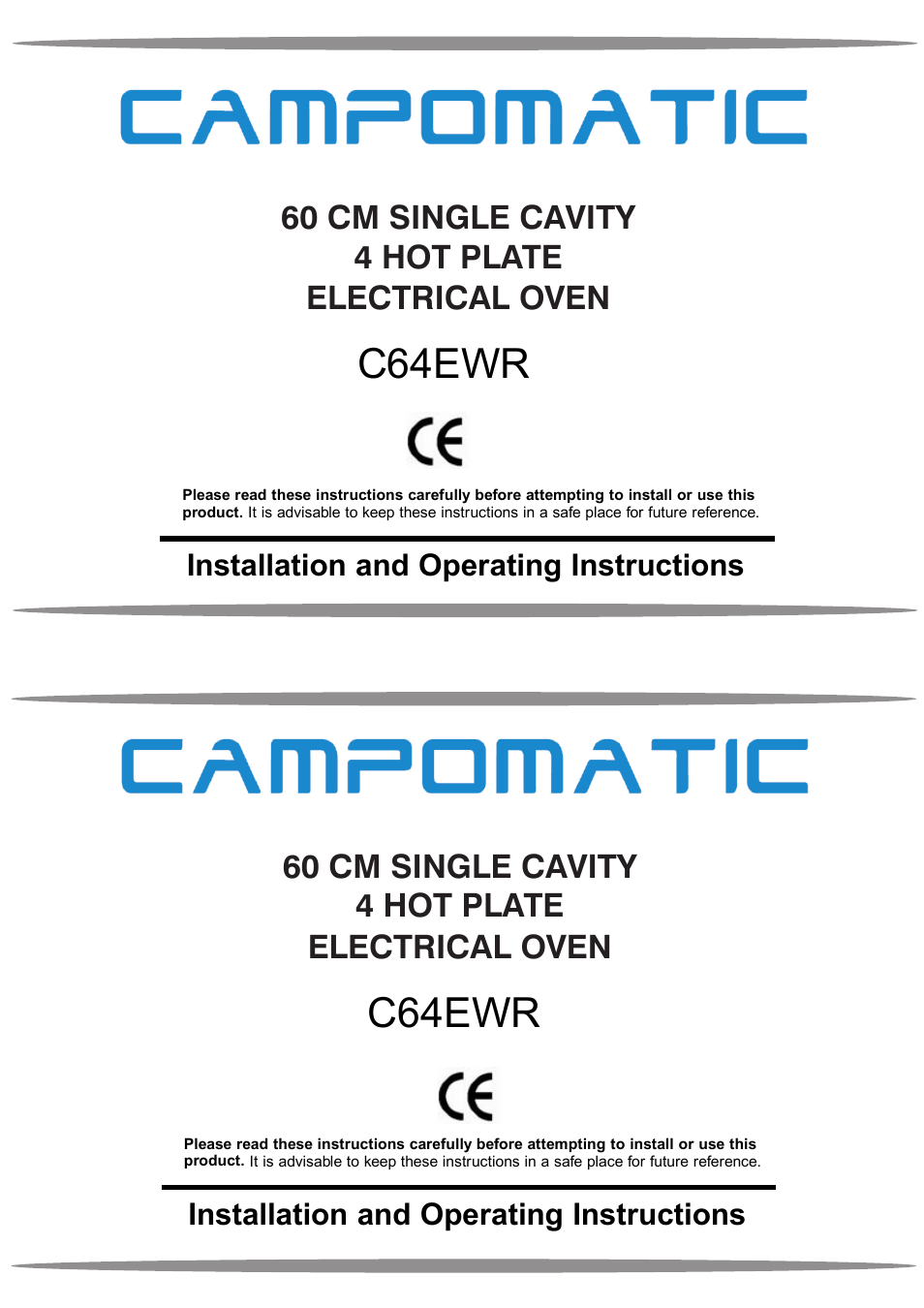 Campomatic C64EWR User Manual | 12 pages