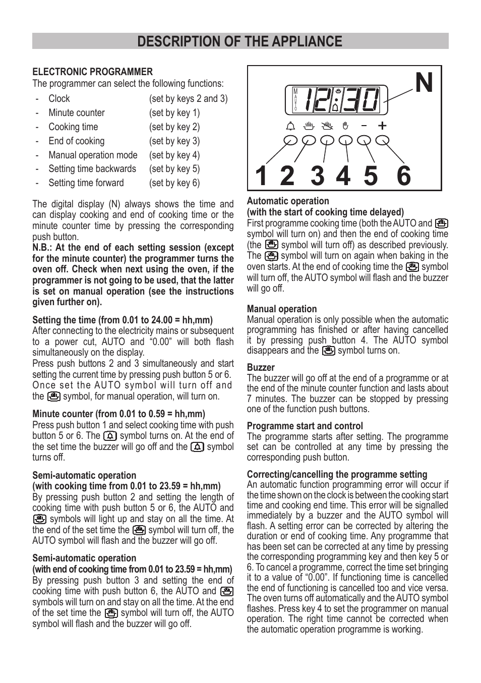 Description of the appliance | Campomatic C964XRSIFSCN User Manual | Page 11 / 72