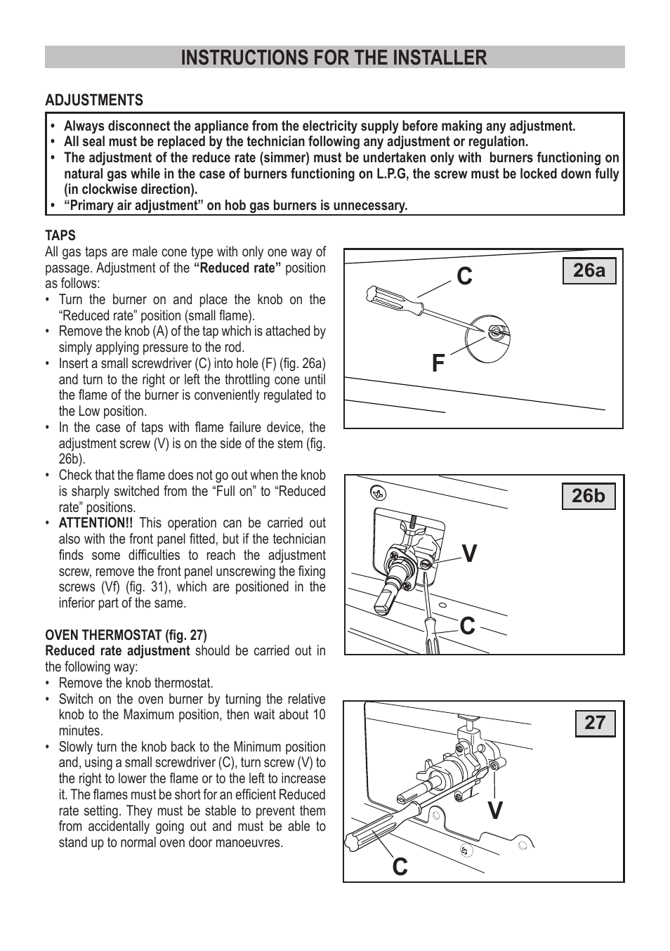 Instructions for the installer, 26a 26b | Campomatic C964XRSIFSCN User Manual | Page 32 / 72