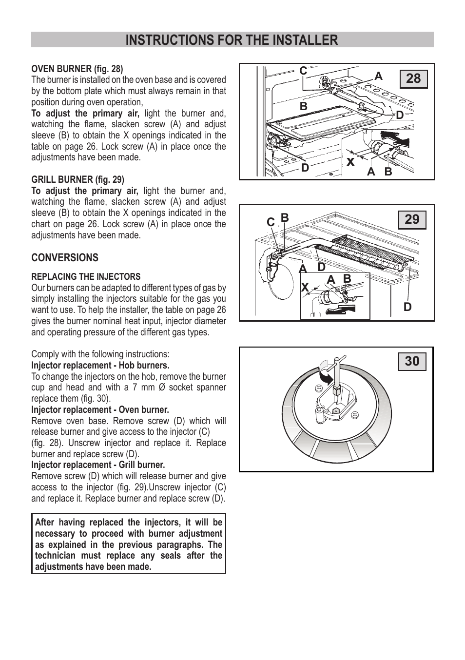 Instructions for the installer | Campomatic C964XRSIFSCN User Manual | Page 33 / 72