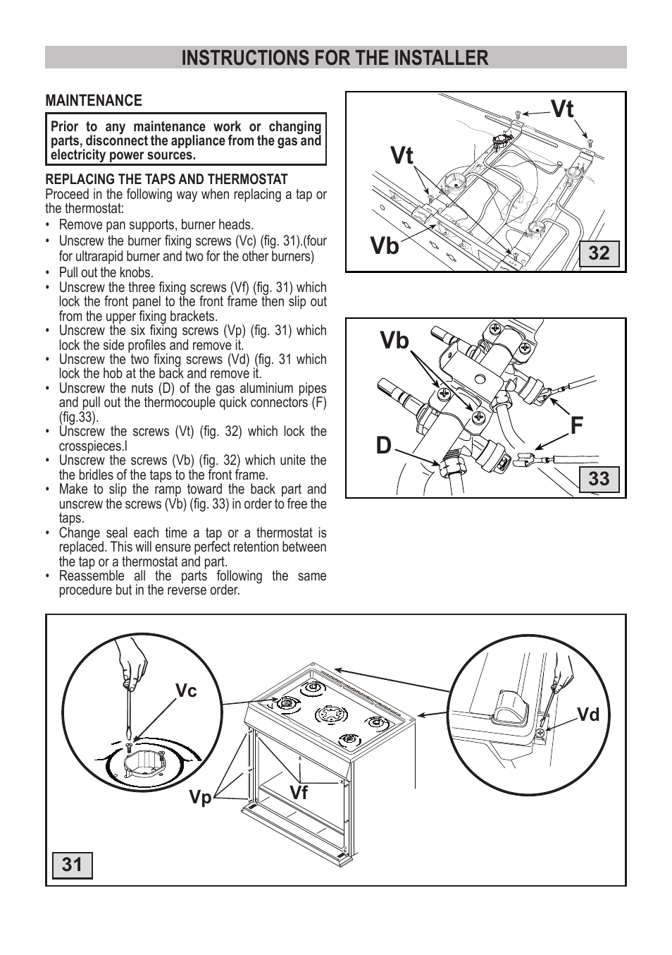 Instructions for the installer | Campomatic C964XRSIFSCN User Manual | Page 34 / 72