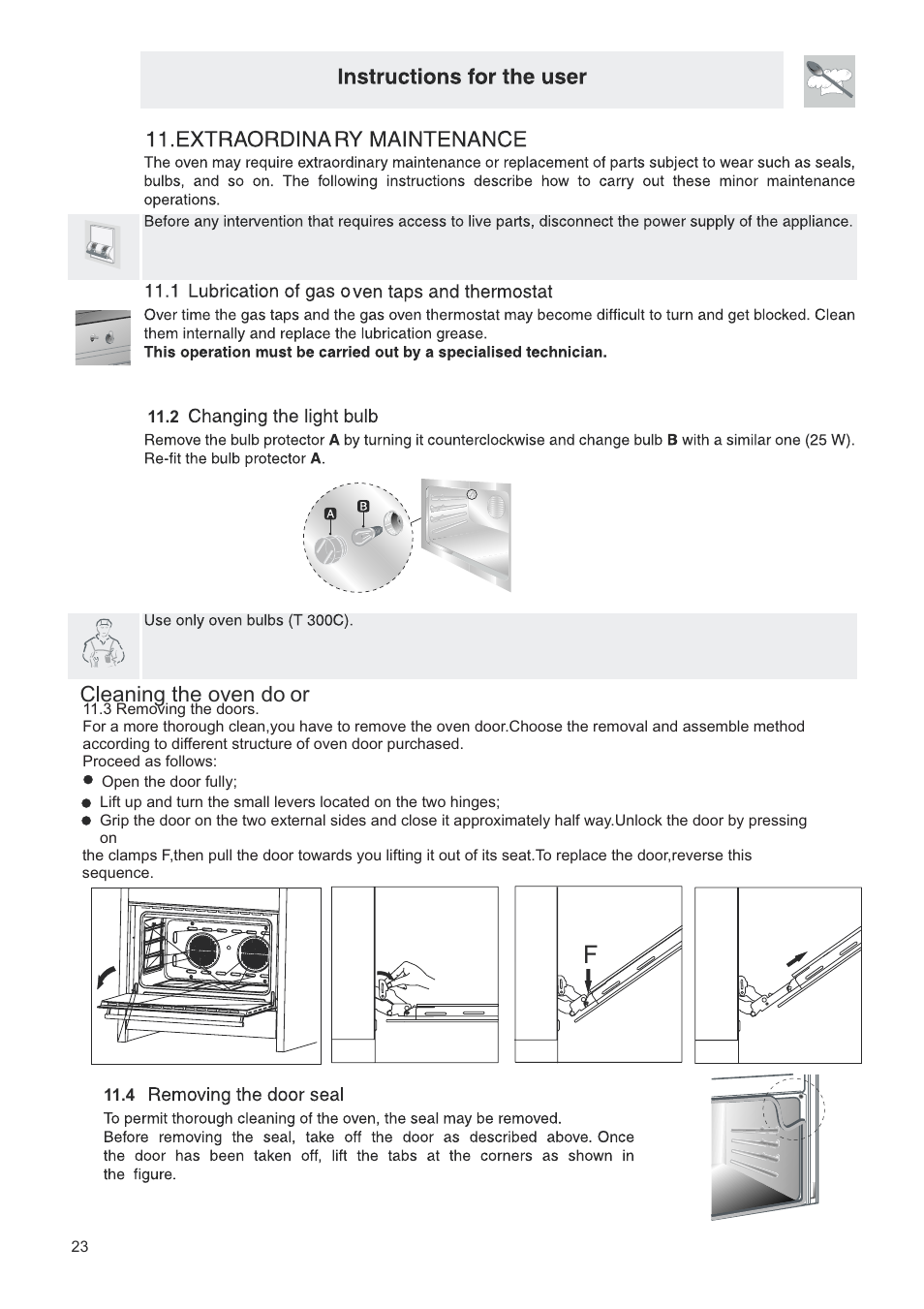 页 24, Cleaning the oven do | Campomatic C965XRS User Manual | Page 24 / 26
