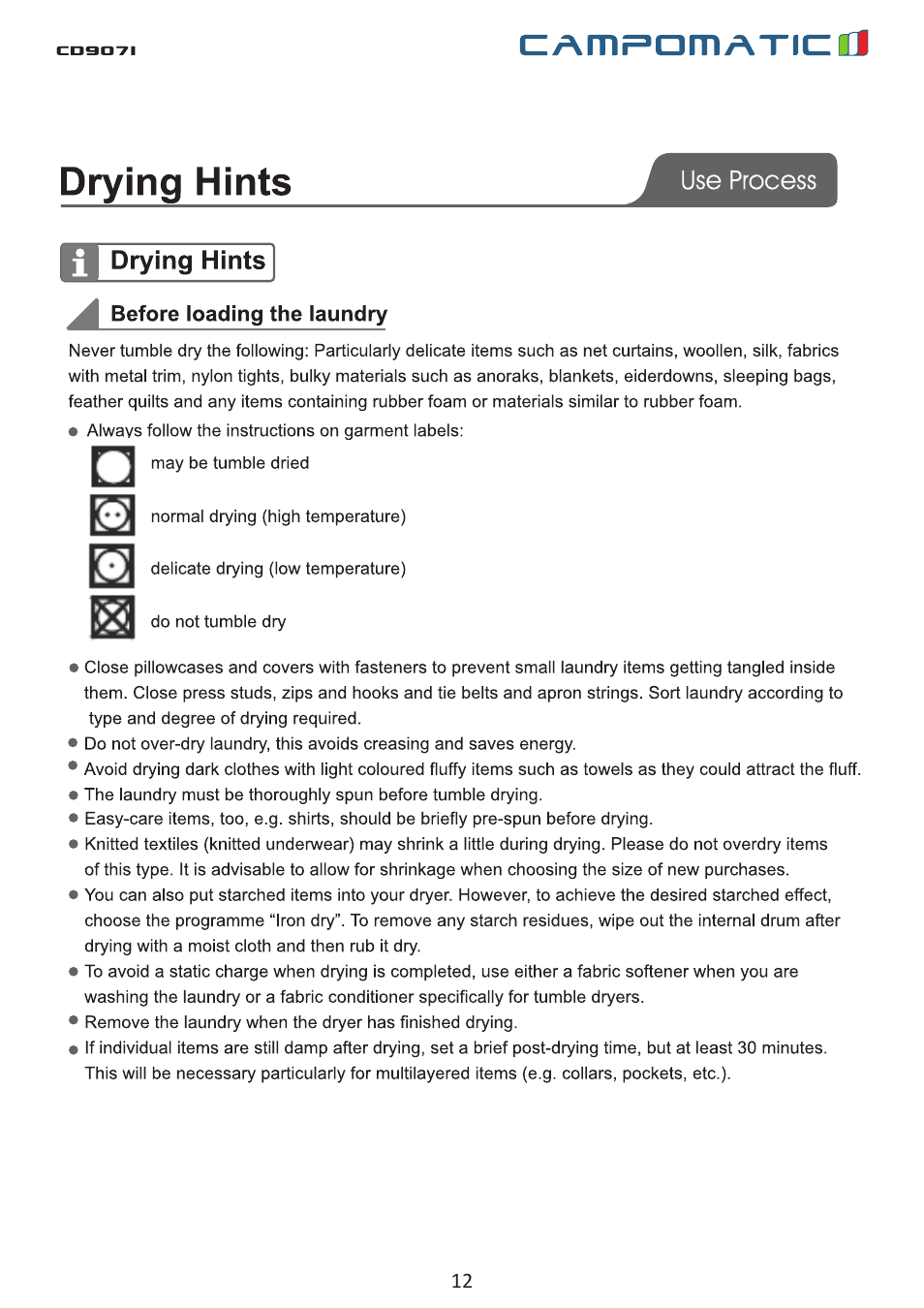 Campomatic CD907I User Manual | Page 12 / 23