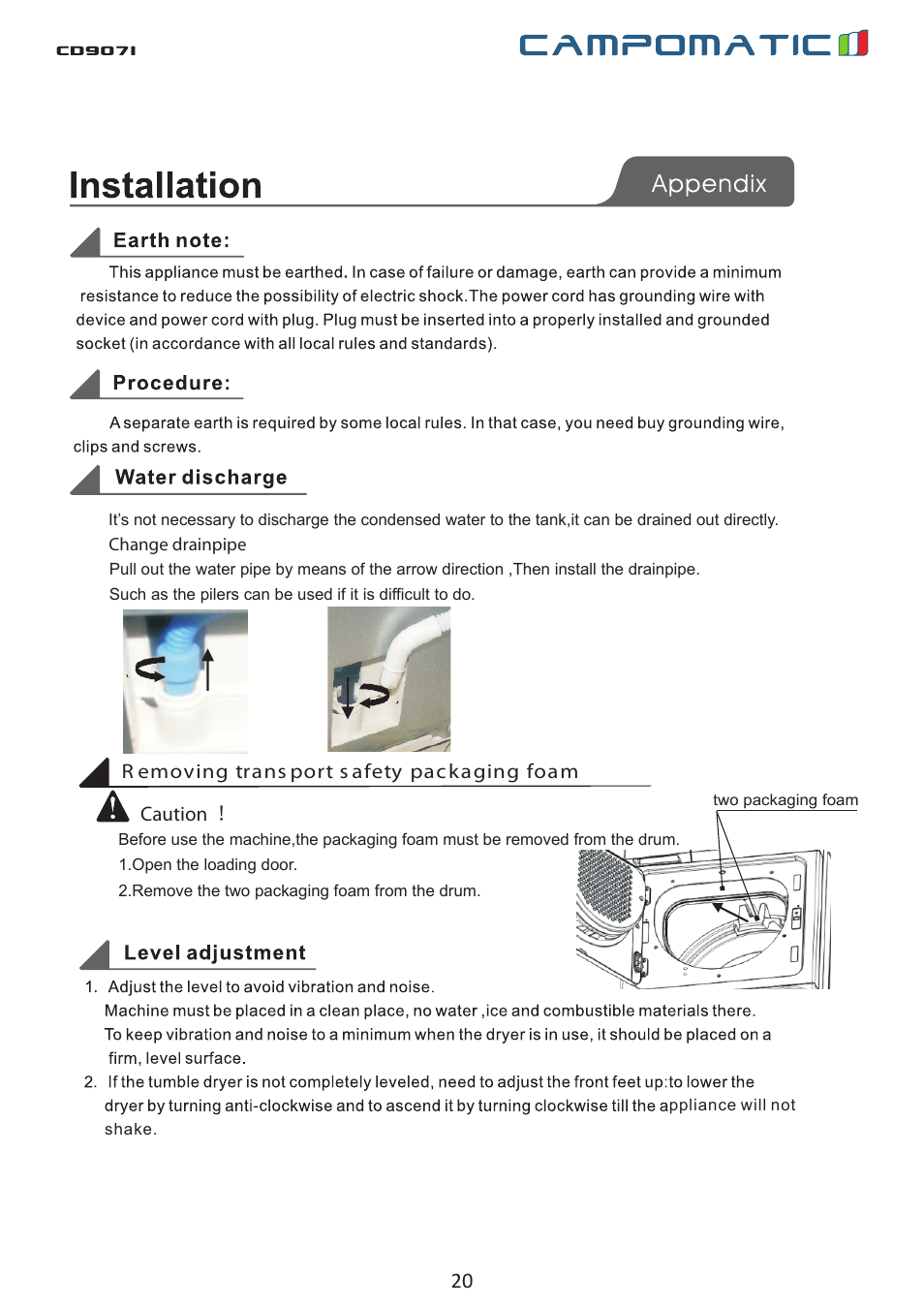 Cd907i | Campomatic CD907I User Manual | Page 20 / 23