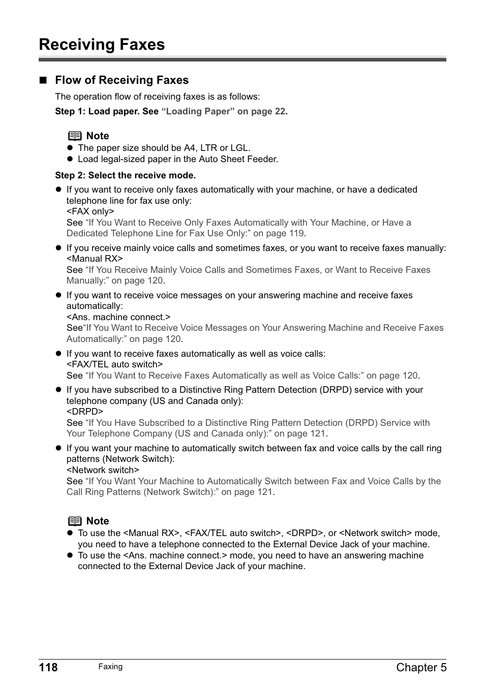 Receiving faxes | Canon PIXMA MP830 User Manual | Page 120 / 222
