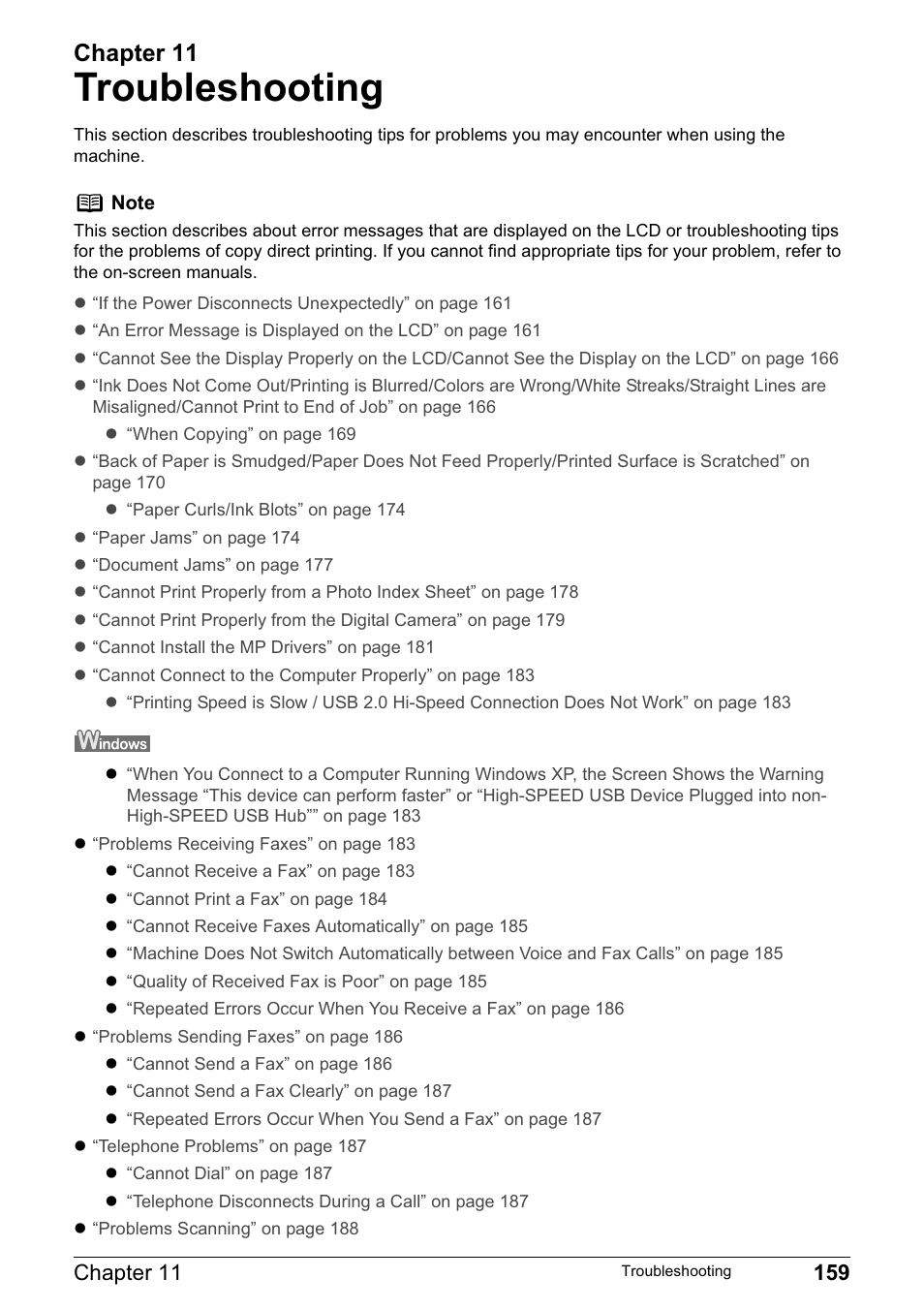 Troubleshooting, Chapter 11 | Canon PIXMA MP830 User Manual | Page 161 / 222