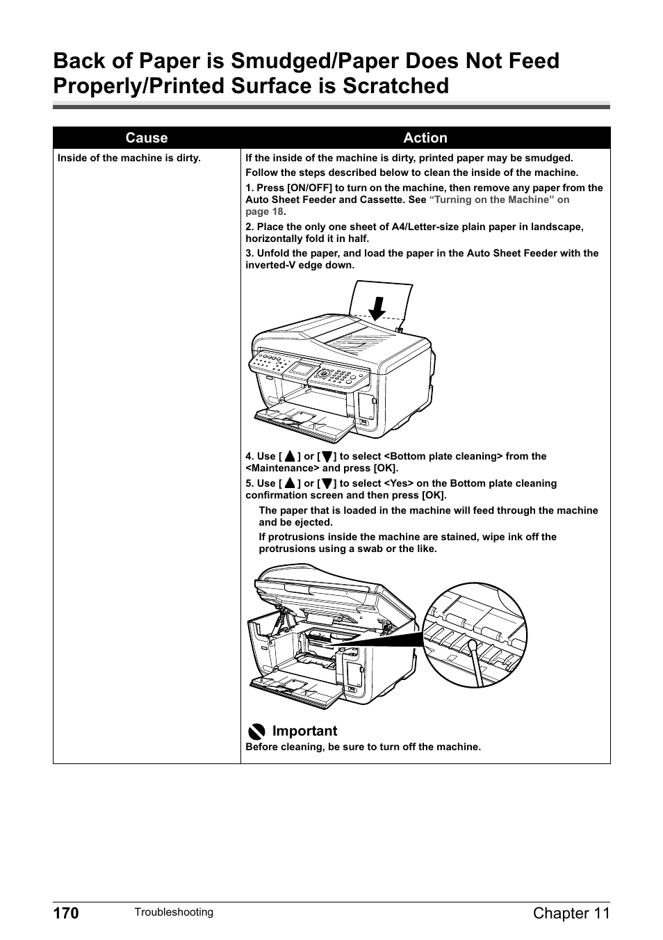Cause action, Important | Canon PIXMA MP830 User Manual | Page 172 / 222