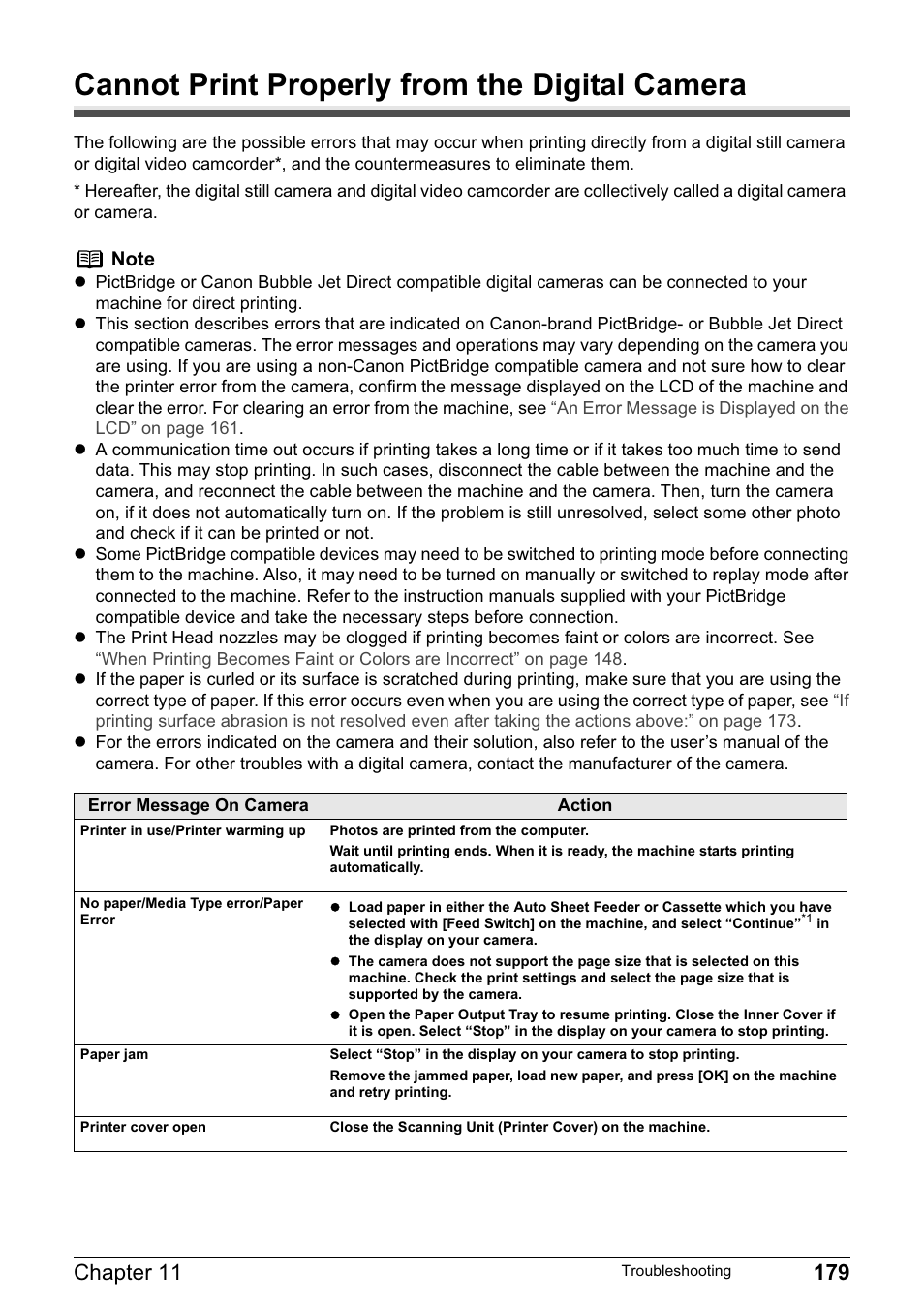 Cannot print properly from the digital camera | Canon PIXMA MP830 User Manual | Page 181 / 222