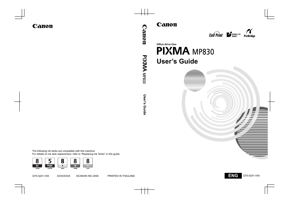 User’s guide | Canon PIXMA MP830 User Manual | Page 222 / 222