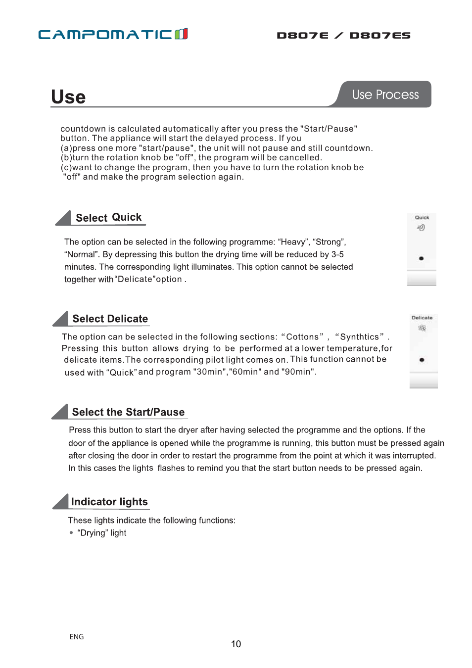 Campomatic D807E User Manual | Page 10 / 45