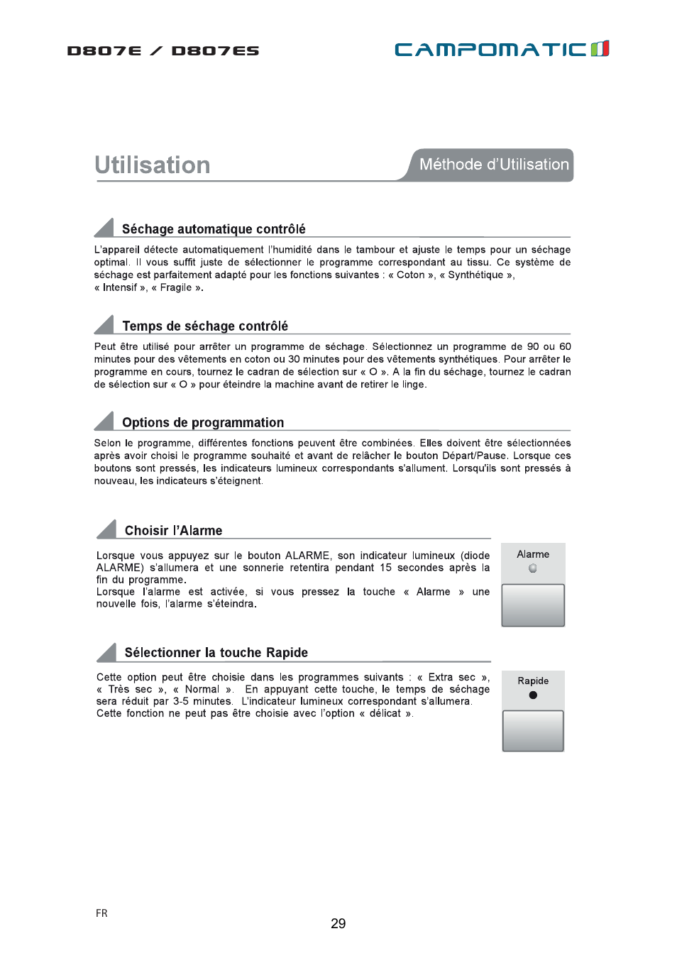 Campomatic D807E User Manual | Page 29 / 45